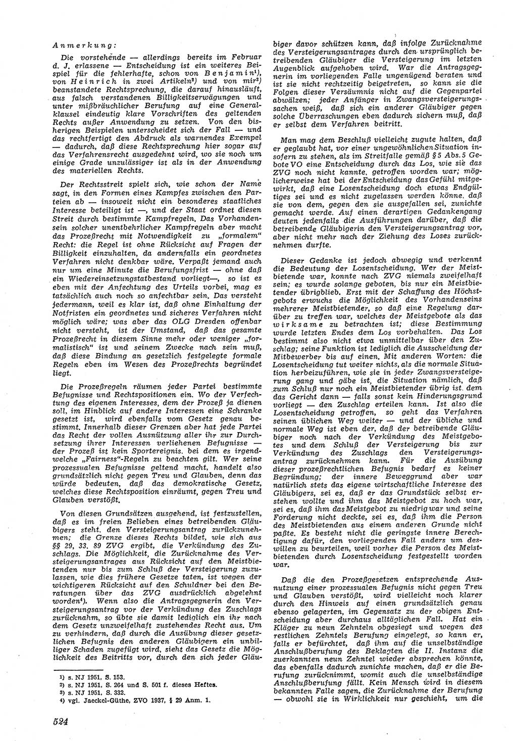 Neue Justiz (NJ), Zeitschrift für Recht und Rechtswissenschaft [Deutsche Demokratische Republik (DDR)], 5. Jahrgang 1951, Seite 524 (NJ DDR 1951, S. 524)