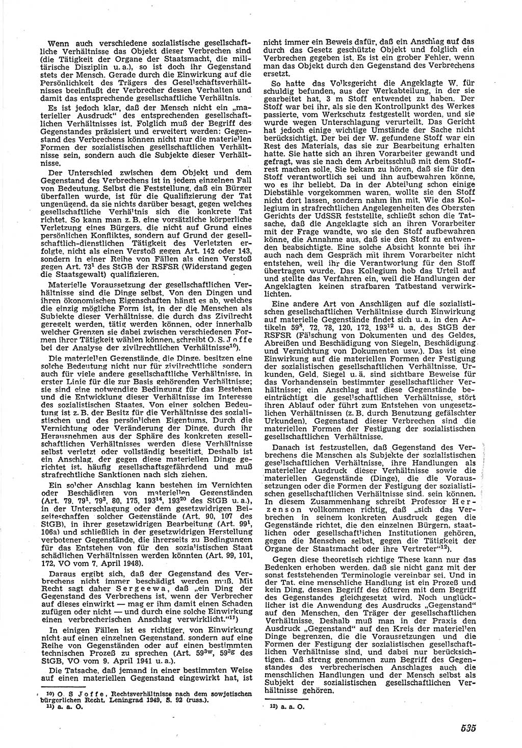 Neue Justiz (NJ), Zeitschrift für Recht und Rechtswissenschaft [Deutsche Demokratische Republik (DDR)], 5. Jahrgang 1951, Seite 535 (NJ DDR 1951, S. 535)