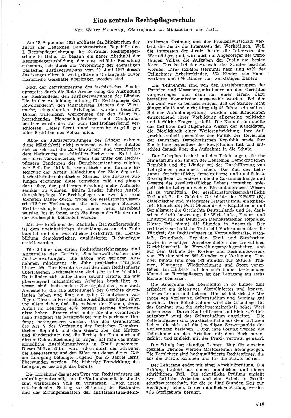 Neue Justiz (NJ), Zeitschrift für Recht und Rechtswissenschaft [Deutsche Demokratische Republik (DDR)], 5. Jahrgang 1951, Seite 549 (NJ DDR 1951, S. 549)