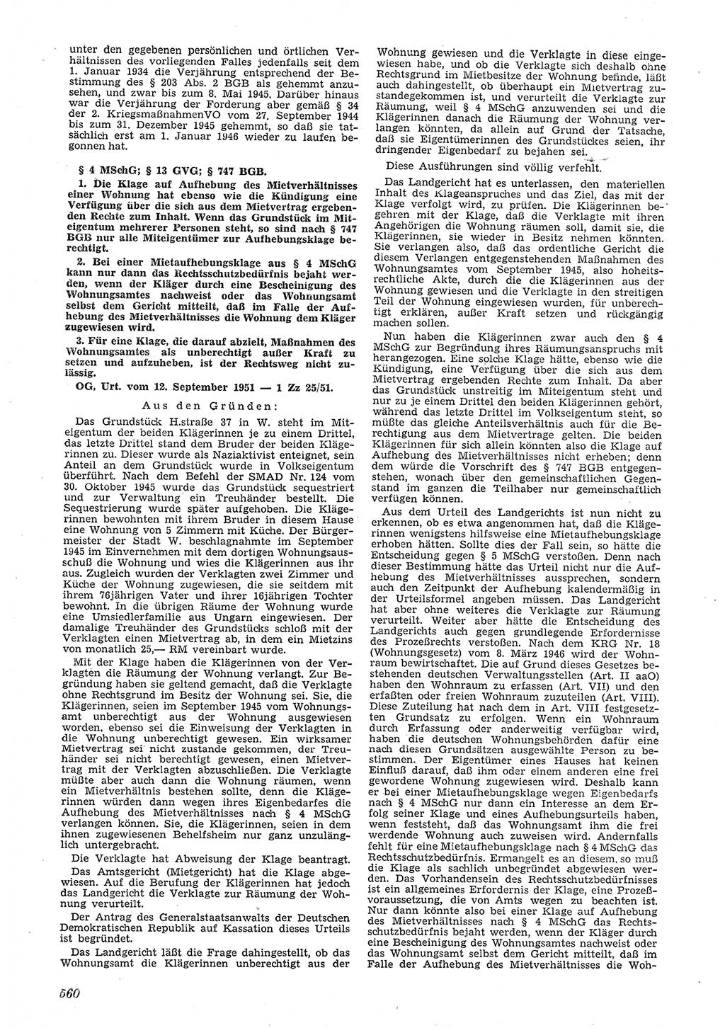 Neue Justiz (NJ), Zeitschrift für Recht und Rechtswissenschaft [Deutsche Demokratische Republik (DDR)], 5. Jahrgang 1951, Seite 560 (NJ DDR 1951, S. 560)