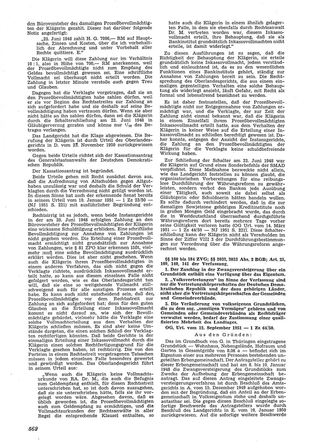 Neue Justiz (NJ), Zeitschrift für Recht und Rechtswissenschaft [Deutsche Demokratische Republik (DDR)], 5. Jahrgang 1951, Seite 562 (NJ DDR 1951, S. 562)
