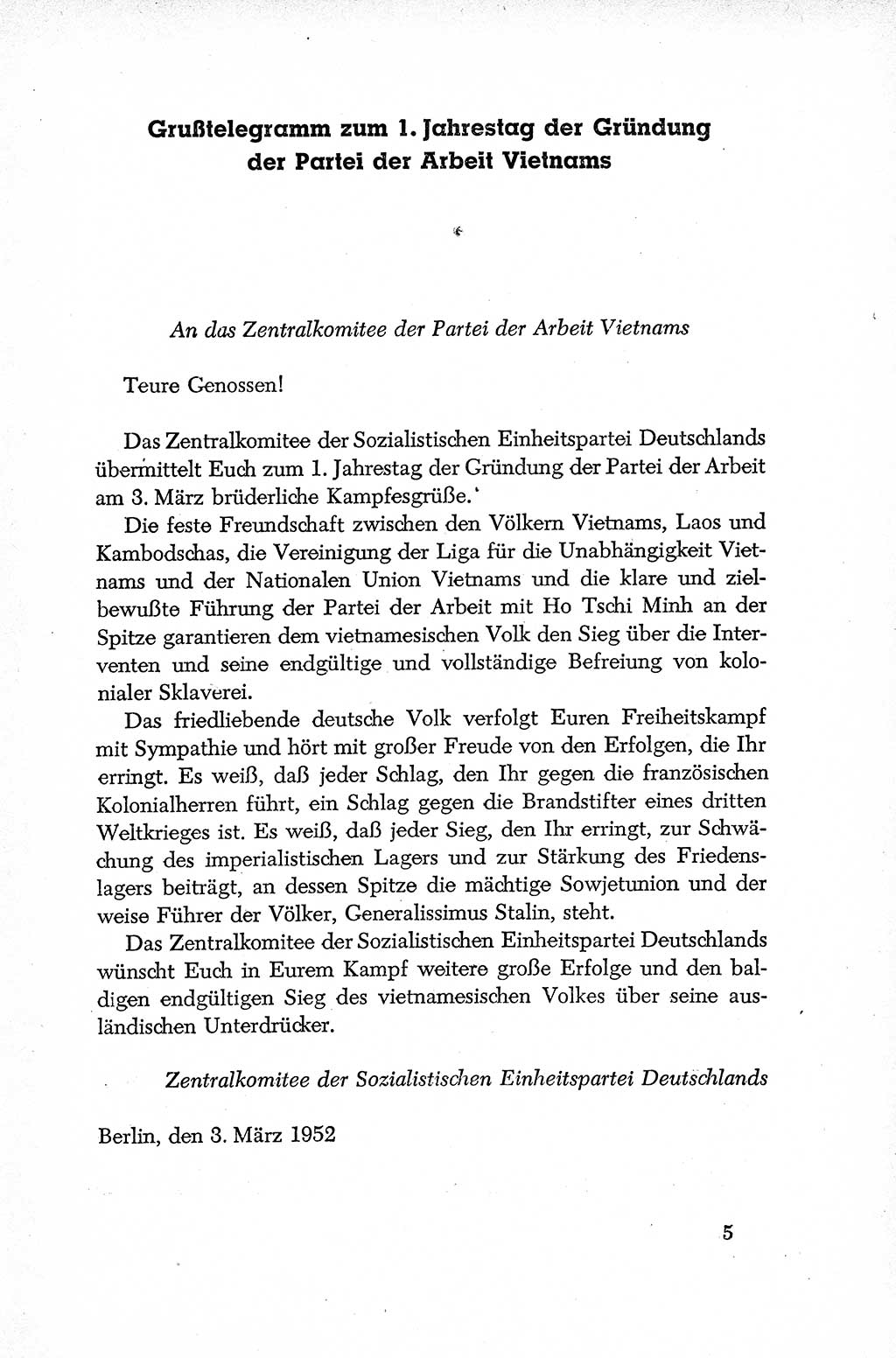 Dokumente der Sozialistischen Einheitspartei Deutschlands (SED) [Deutsche Demokratische Republik (DDR)] 1952-1953, Seite 5 (Dok. SED DDR 1952-1953, S. 5)
