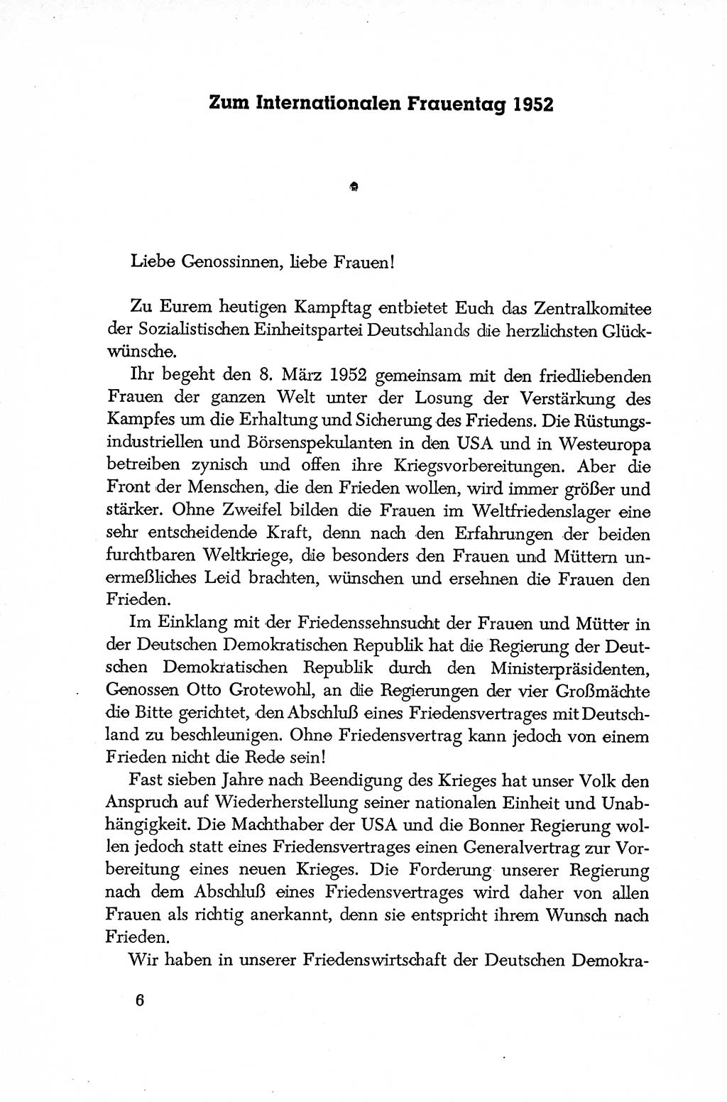 Dokumente der Sozialistischen Einheitspartei Deutschlands (SED) [Deutsche Demokratische Republik (DDR)] 1952-1953, Seite 6 (Dok. SED DDR 1952-1953, S. 6)