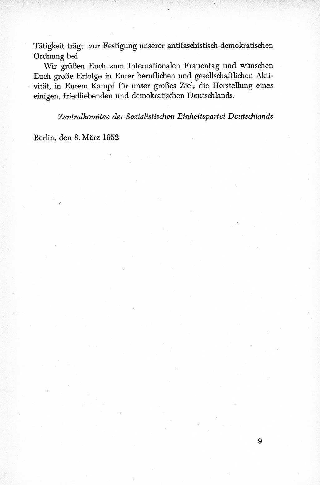 Dokumente der Sozialistischen Einheitspartei Deutschlands (SED) [Deutsche Demokratische Republik (DDR)] 1952-1953, Seite 9 (Dok. SED DDR 1952-1953, S. 9)