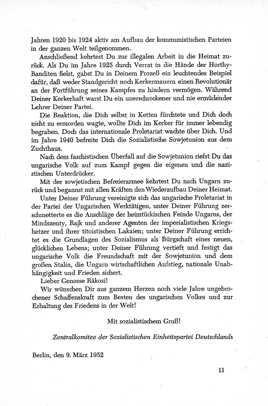 Dokumente der Sozialistischen Einheitspartei Deutschlands (SED) [Deutsche Demokratische Republik (DDR)] 1952-1953, Seite 11 (Dok. SED DDR 1952-1953, S. 11)