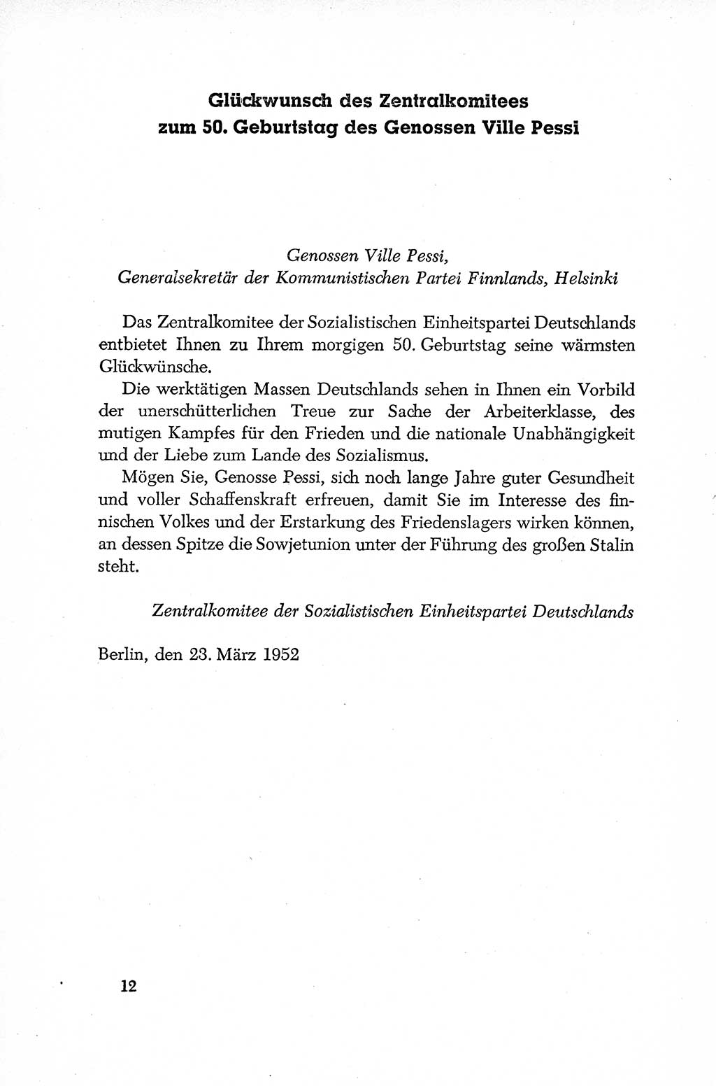 Dokumente der Sozialistischen Einheitspartei Deutschlands (SED) [Deutsche Demokratische Republik (DDR)] 1952-1953, Seite 12 (Dok. SED DDR 1952-1953, S. 12)