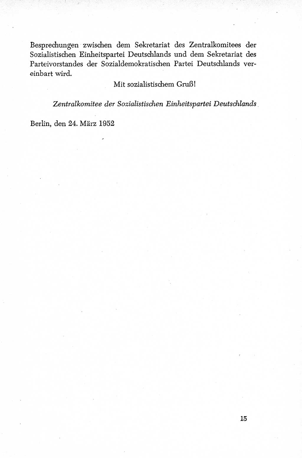 Dokumente der Sozialistischen Einheitspartei Deutschlands (SED) [Deutsche Demokratische Republik (DDR)] 1952-1953, Seite 15 (Dok. SED DDR 1952-1953, S. 15)