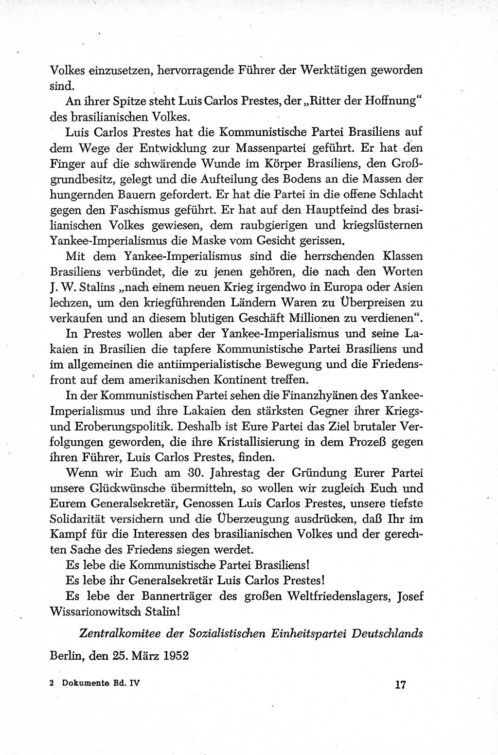 Dokumente der Sozialistischen Einheitspartei Deutschlands (SED) [Deutsche Demokratische Republik (DDR)] 1952-1953, Seite 17 (Dok. SED DDR 1952-1953, S. 17)