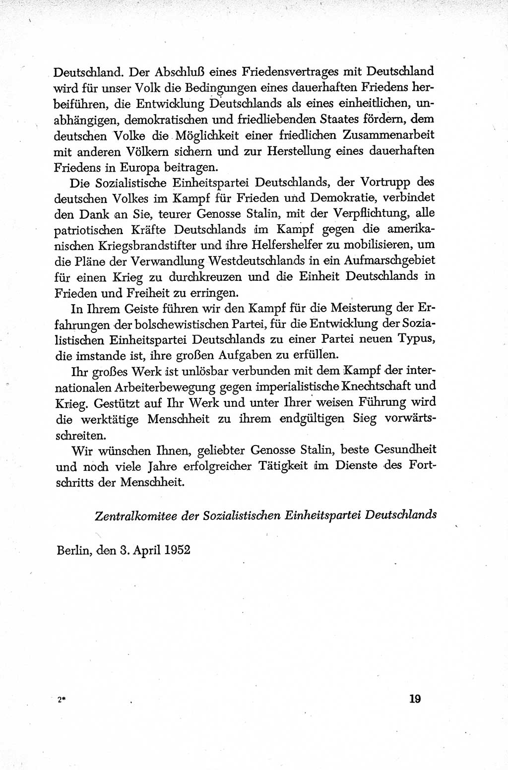 Dokumente der Sozialistischen Einheitspartei Deutschlands (SED) [Deutsche Demokratische Republik (DDR)] 1952-1953, Seite 19 (Dok. SED DDR 1952-1953, S. 19)