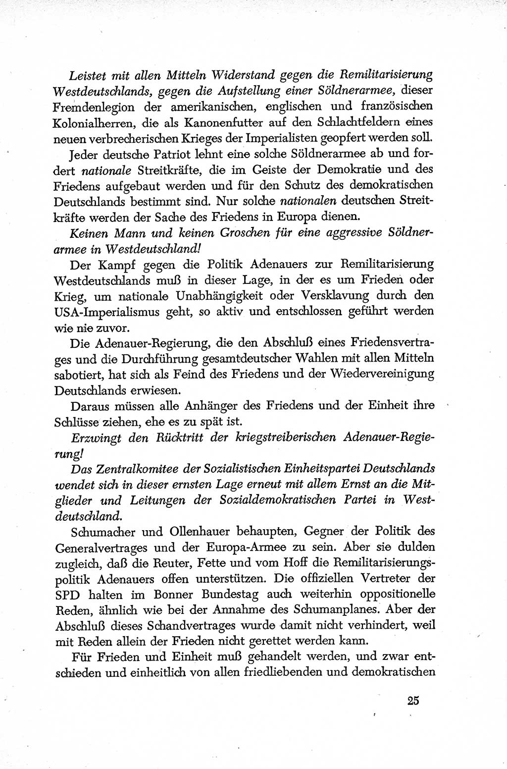 Dokumente der Sozialistischen Einheitspartei Deutschlands (SED) [Deutsche Demokratische Republik (DDR)] 1952-1953, Seite 25 (Dok. SED DDR 1952-1953, S. 25)