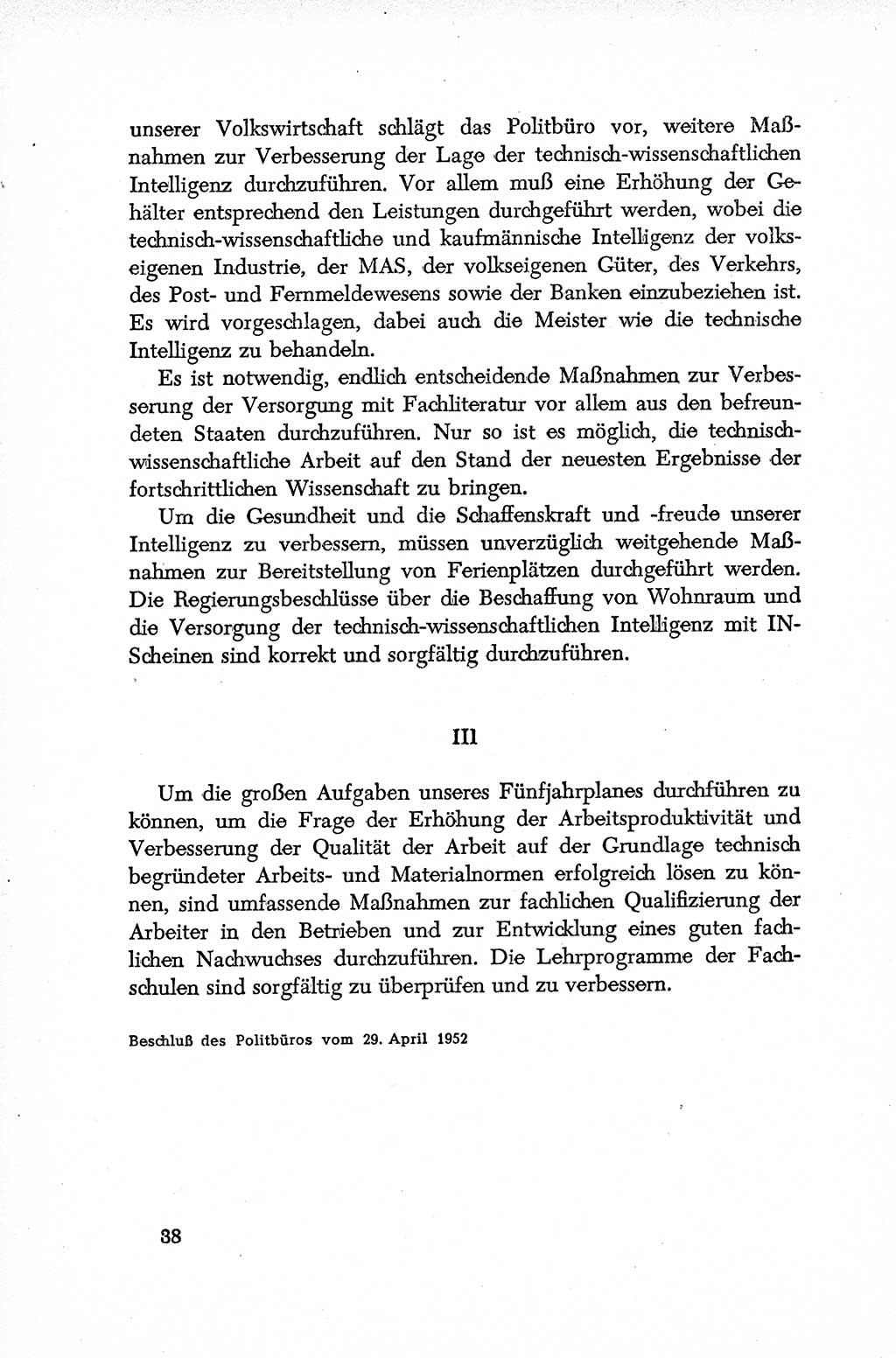 Dokumente der Sozialistischen Einheitspartei Deutschlands (SED) [Deutsche Demokratische Republik (DDR)] 1952-1953, Seite 38 (Dok. SED DDR 1952-1953, S. 38)