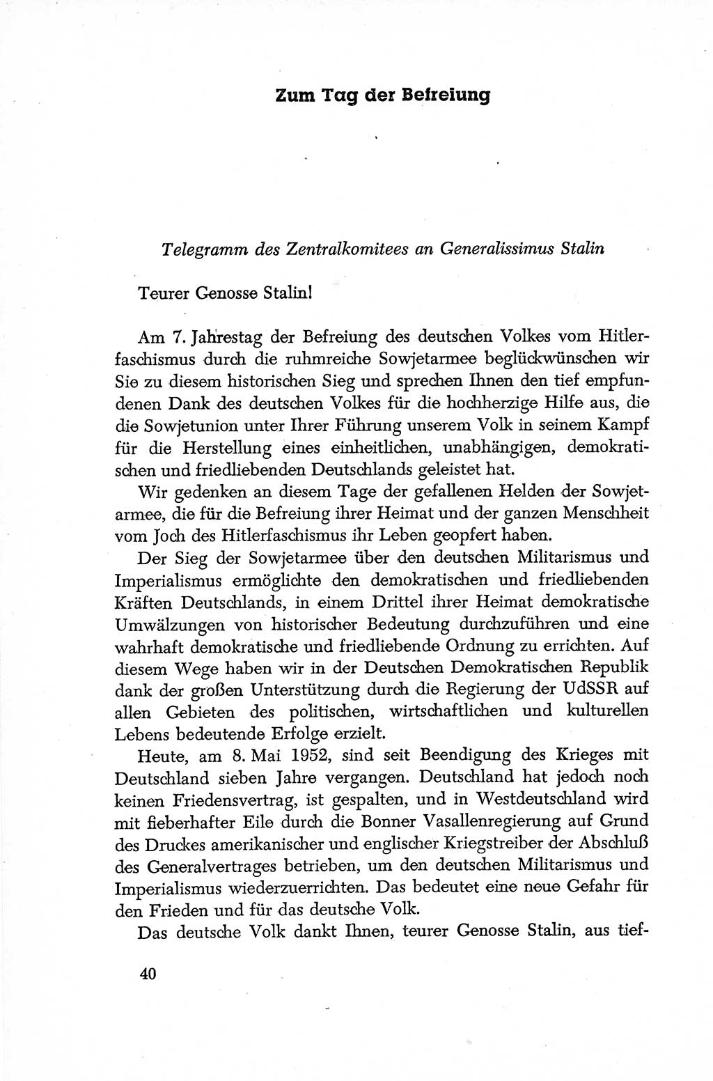 Dokumente der Sozialistischen Einheitspartei Deutschlands (SED) [Deutsche Demokratische Republik (DDR)] 1952-1953, Seite 40 (Dok. SED DDR 1952-1953, S. 40)