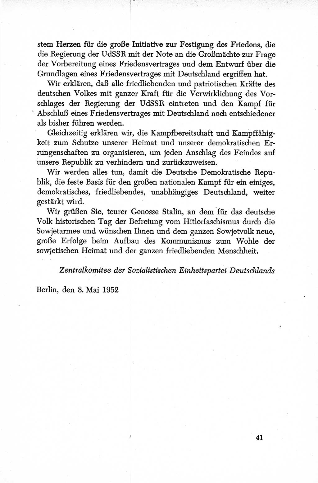 Dokumente der Sozialistischen Einheitspartei Deutschlands (SED) [Deutsche Demokratische Republik (DDR)] 1952-1953, Seite 41 (Dok. SED DDR 1952-1953, S. 41)