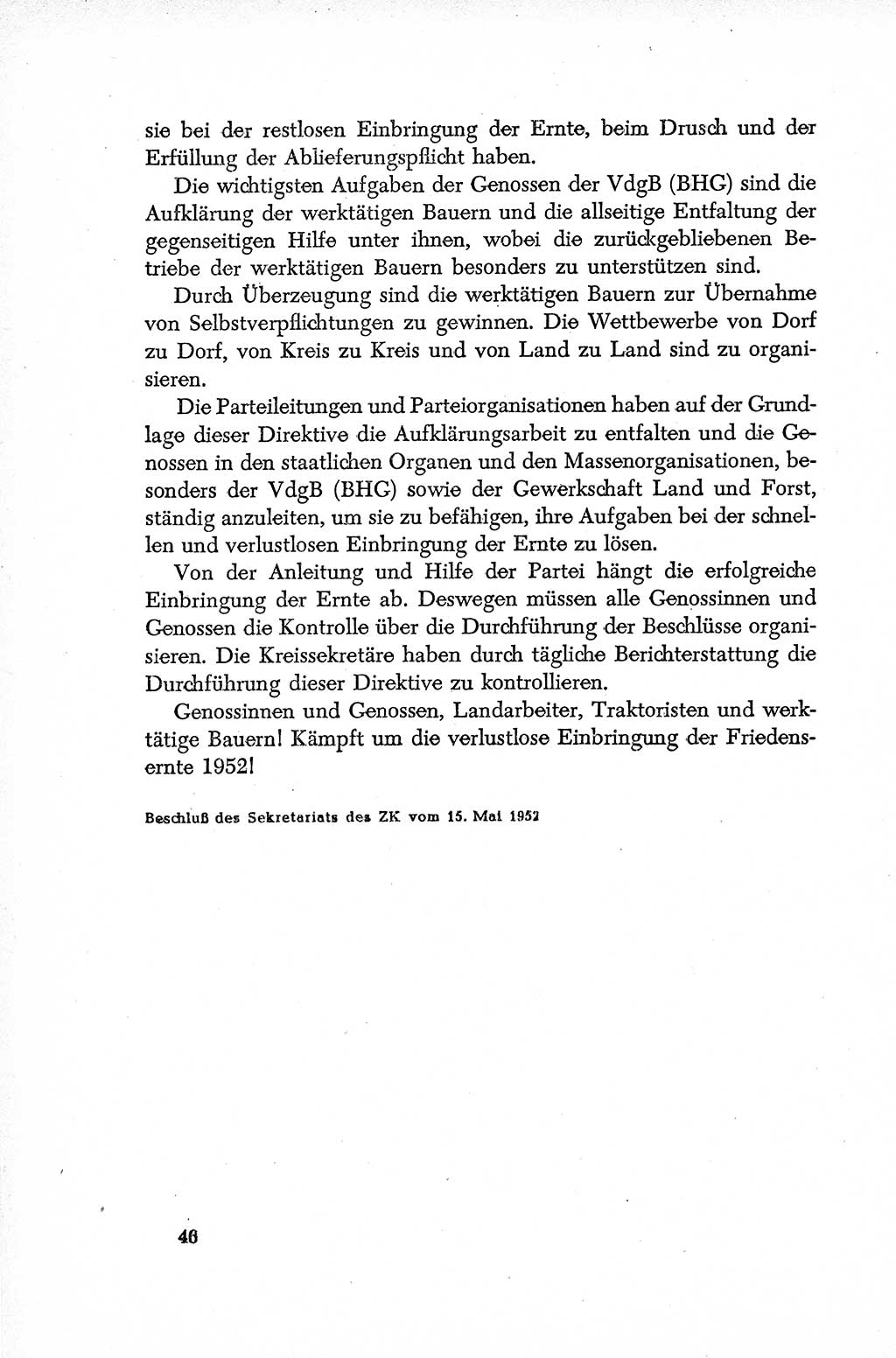 Dokumente der Sozialistischen Einheitspartei Deutschlands (SED) [Deutsche Demokratische Republik (DDR)] 1952-1953, Seite 46 (Dok. SED DDR 1952-1953, S. 46)