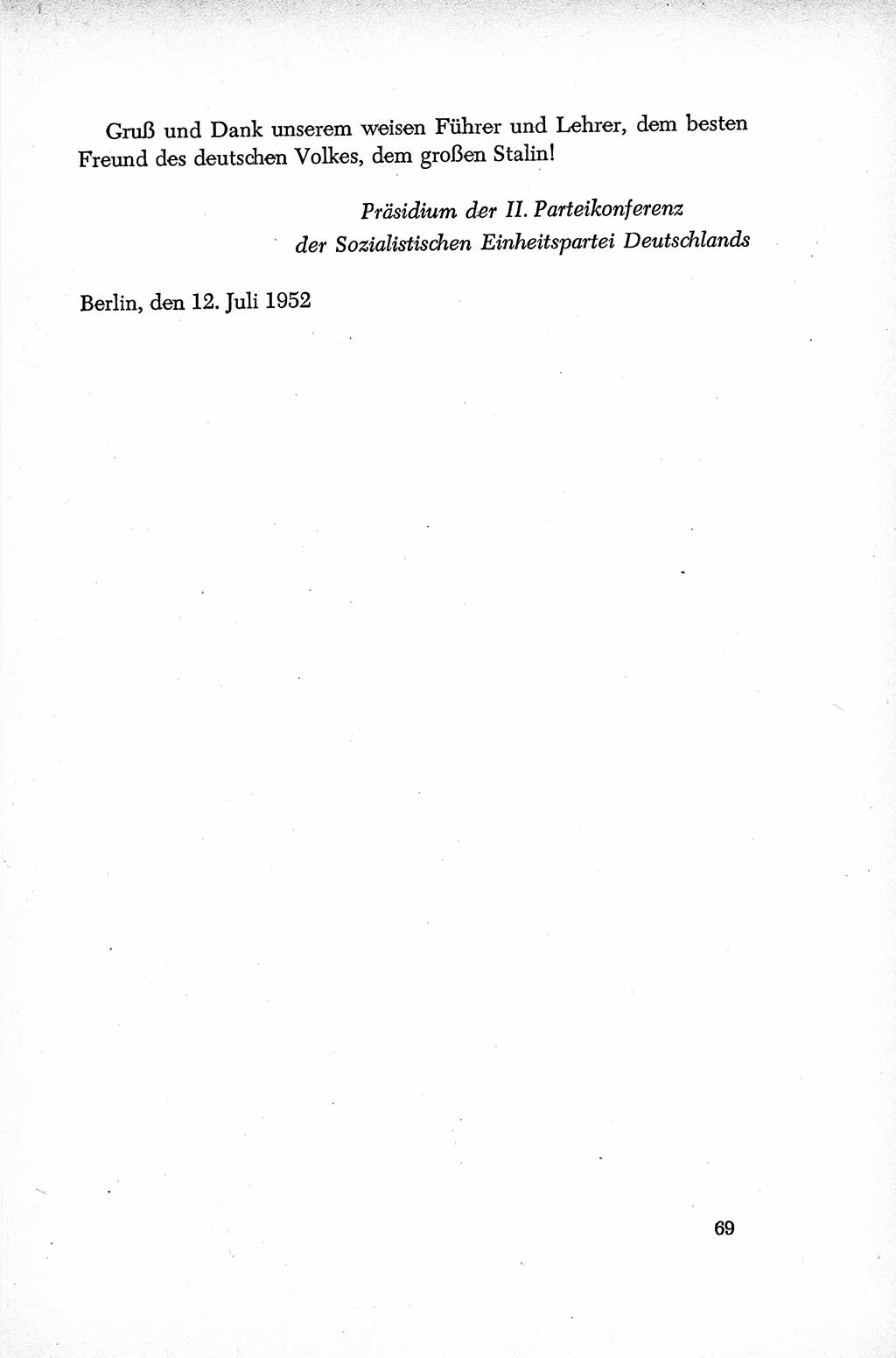 Dokumente der Sozialistischen Einheitspartei Deutschlands (SED) [Deutsche Demokratische Republik (DDR)] 1952-1953, Seite 69 (Dok. SED DDR 1952-1953, S. 69)