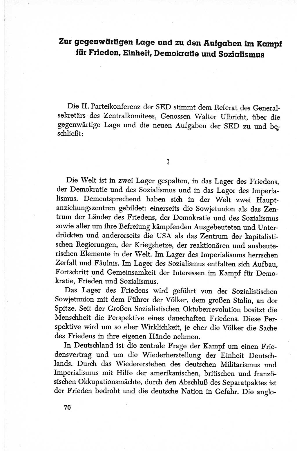 Dokumente der Sozialistischen Einheitspartei Deutschlands (SED) [Deutsche Demokratische Republik (DDR)] 1952-1953, Seite 70 (Dok. SED DDR 1952-1953, S. 70)