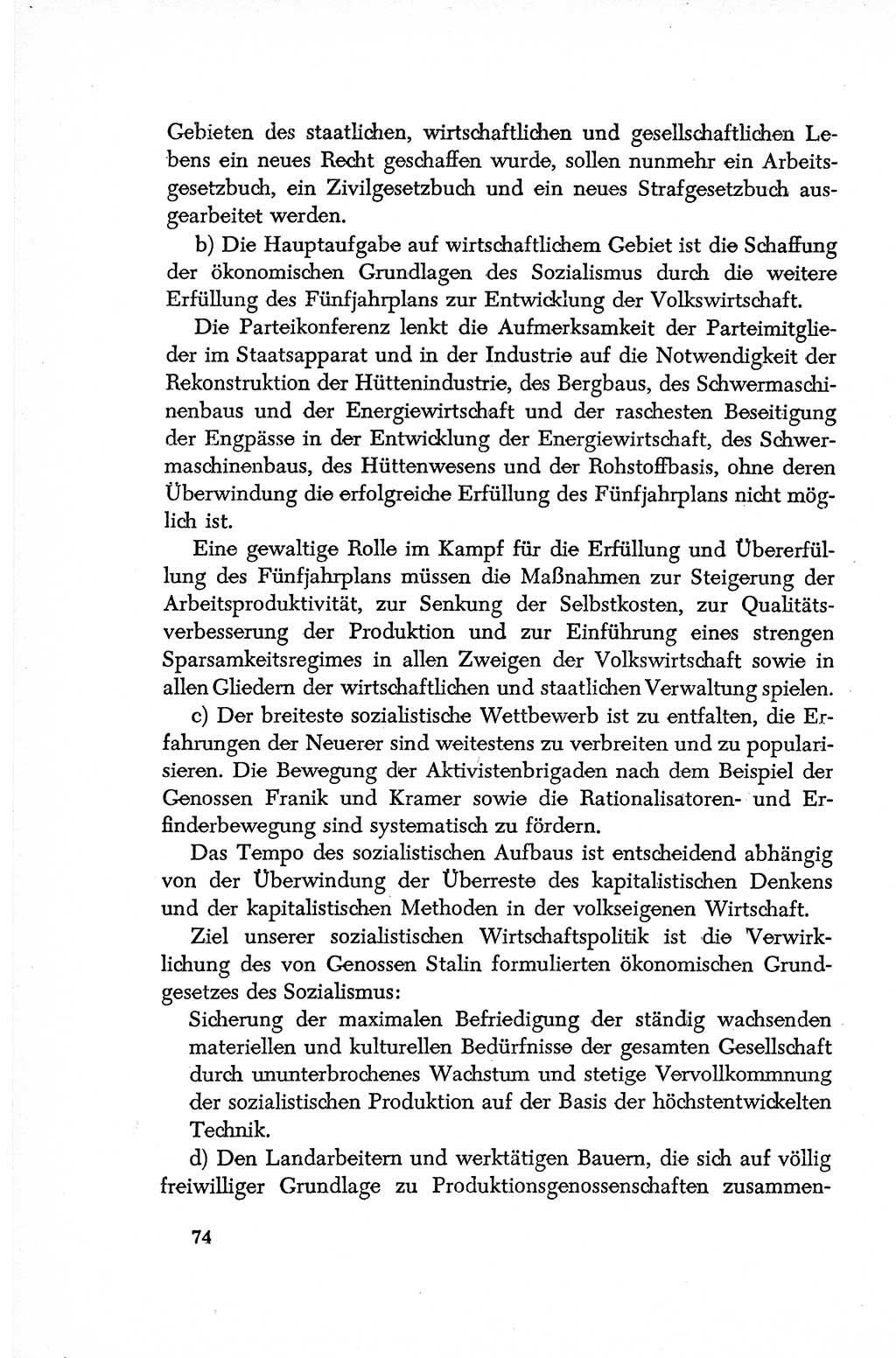 Dokumente der Sozialistischen Einheitspartei Deutschlands (SED) [Deutsche Demokratische Republik (DDR)] 1952-1953, Seite 74 (Dok. SED DDR 1952-1953, S. 74)