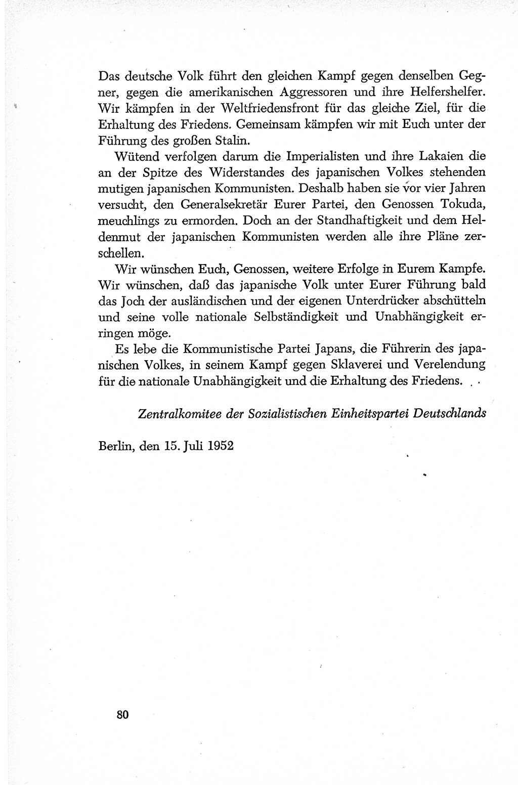 Dokumente der Sozialistischen Einheitspartei Deutschlands (SED) [Deutsche Demokratische Republik (DDR)] 1952-1953, Seite 80 (Dok. SED DDR 1952-1953, S. 80)