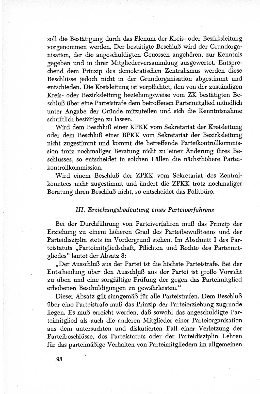 Dokumente der Sozialistischen Einheitspartei Deutschlands (SED) [Deutsche Demokratische Republik (DDR)] 1952-1953, Seite 98 (Dok. SED DDR 1952-1953, S. 98)