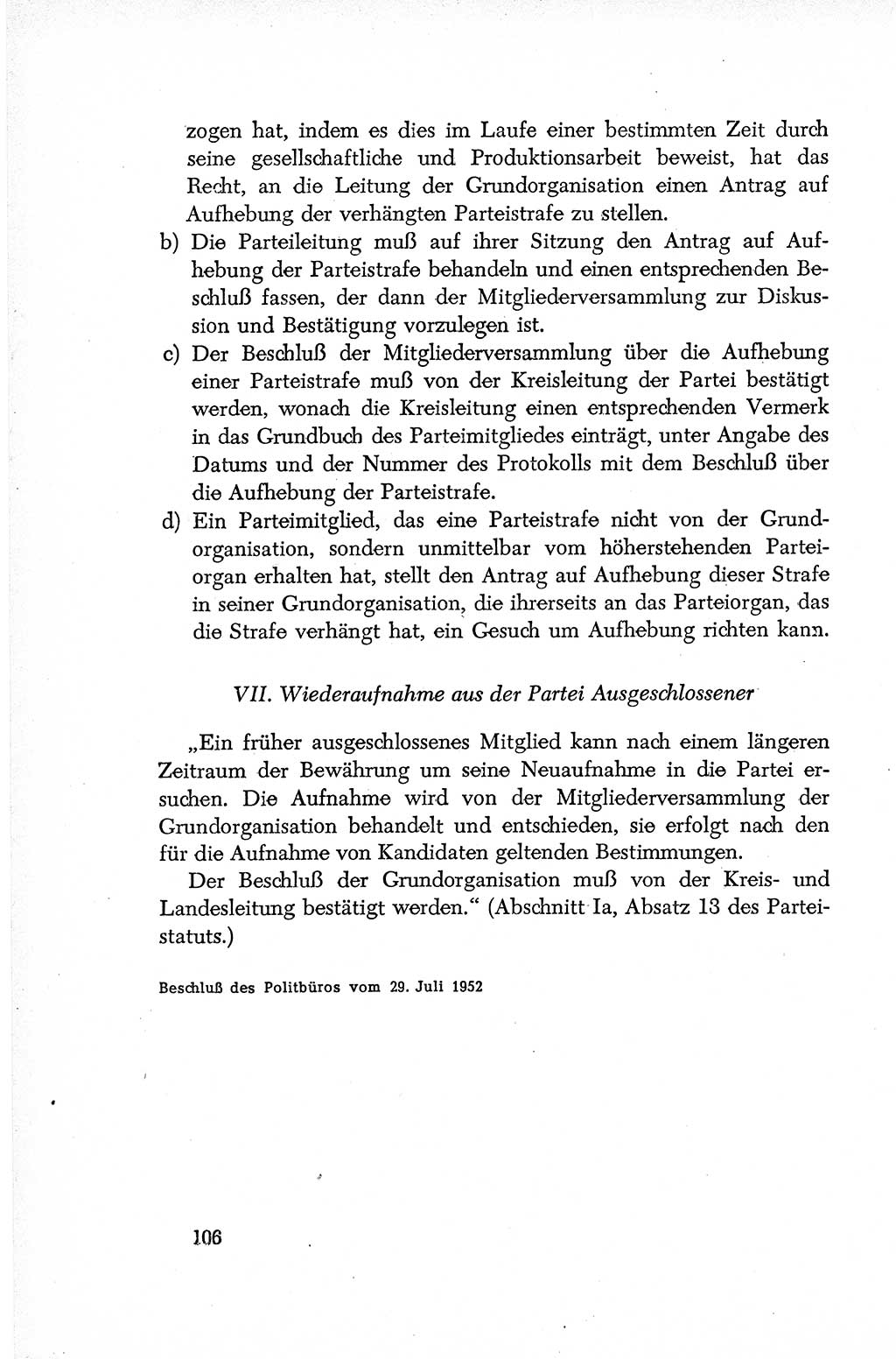 Dokumente der Sozialistischen Einheitspartei Deutschlands (SED) [Deutsche Demokratische Republik (DDR)] 1952-1953, Seite 106 (Dok. SED DDR 1952-1953, S. 106)