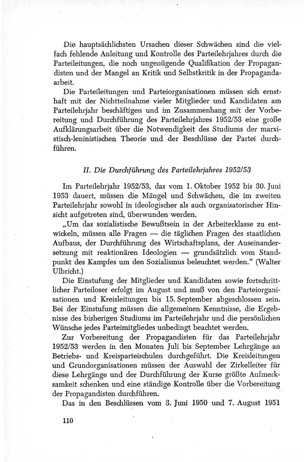 Dokumente der Sozialistischen Einheitspartei Deutschlands (SED) [Deutsche Demokratische Republik (DDR)] 1952-1953, Seite 110 (Dok. SED DDR 1952-1953, S. 110)