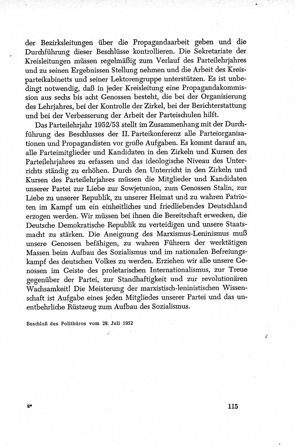 Dokumente der Sozialistischen Einheitspartei Deutschlands (SED) [Deutsche Demokratische Republik (DDR)] 1952-1953, Seite 115 (Dok. SED DDR 1952-1953, S. 115)