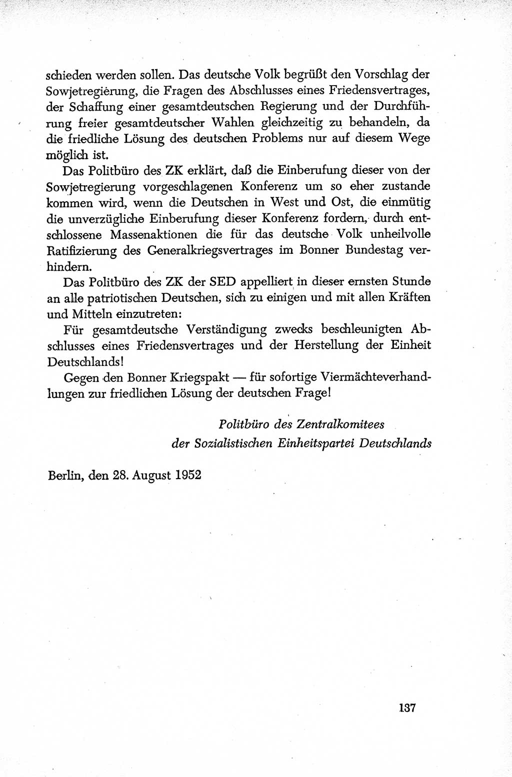 Dokumente der Sozialistischen Einheitspartei Deutschlands (SED) [Deutsche Demokratische Republik (DDR)] 1952-1953, Seite 137 (Dok. SED DDR 1952-1953, S. 137)