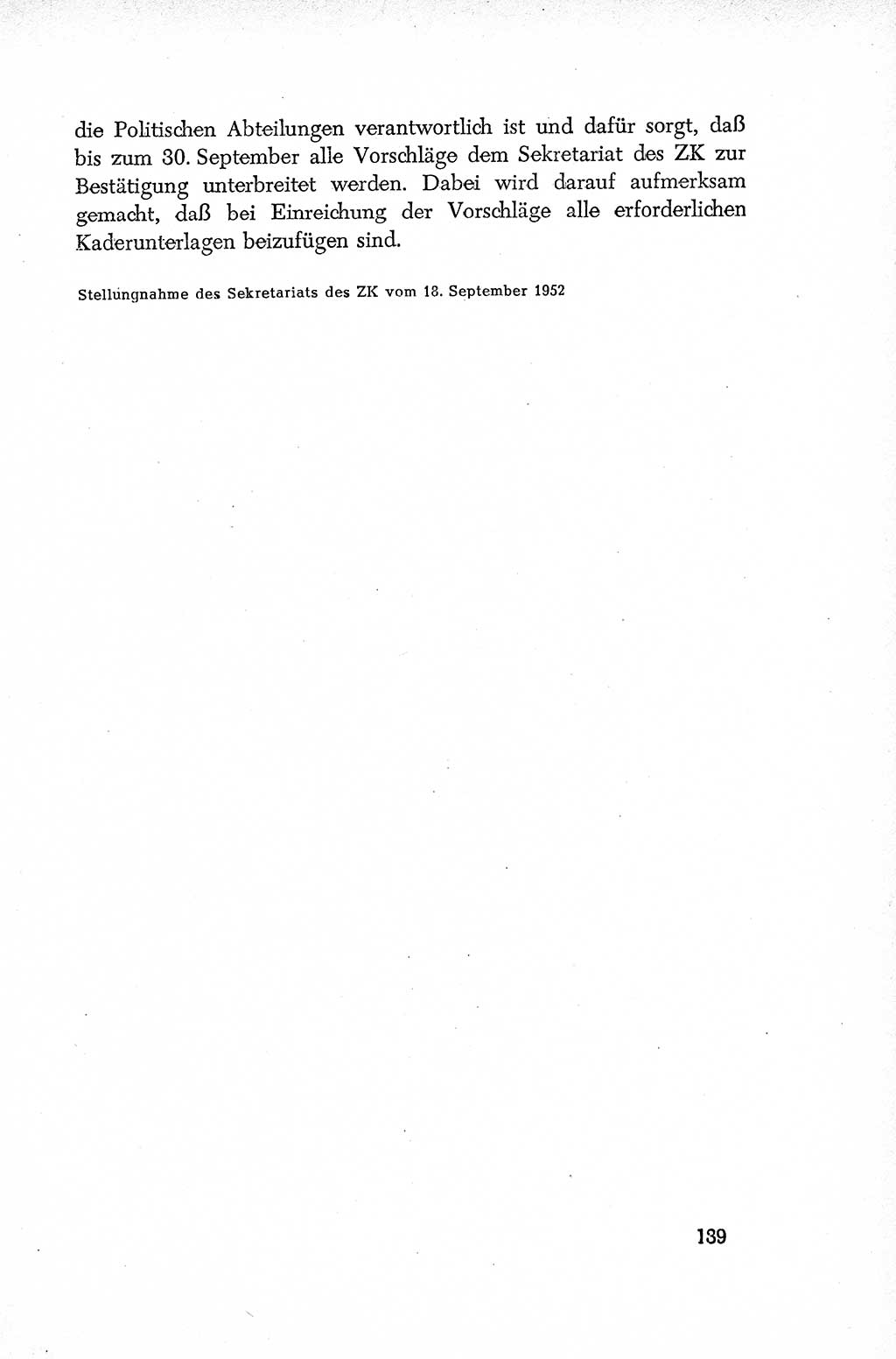 Dokumente der Sozialistischen Einheitspartei Deutschlands (SED) [Deutsche Demokratische Republik (DDR)] 1952-1953, Seite 139 (Dok. SED DDR 1952-1953, S. 139)