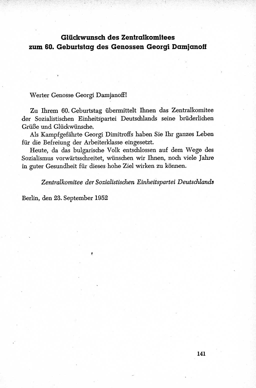 Dokumente der Sozialistischen Einheitspartei Deutschlands (SED) [Deutsche Demokratische Republik (DDR)] 1952-1953, Seite 141 (Dok. SED DDR 1952-1953, S. 141)