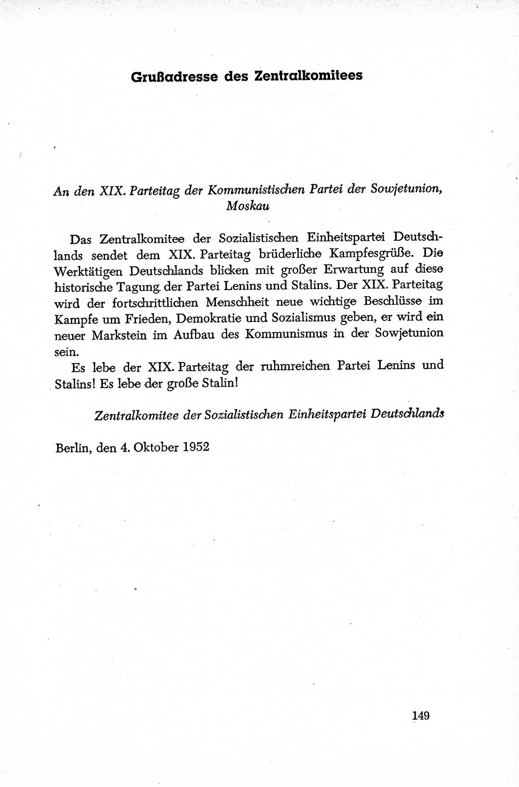 Dokumente der Sozialistischen Einheitspartei Deutschlands (SED) [Deutsche Demokratische Republik (DDR)] 1952-1953, Seite 149 (Dok. SED DDR 1952-1953, S. 149)