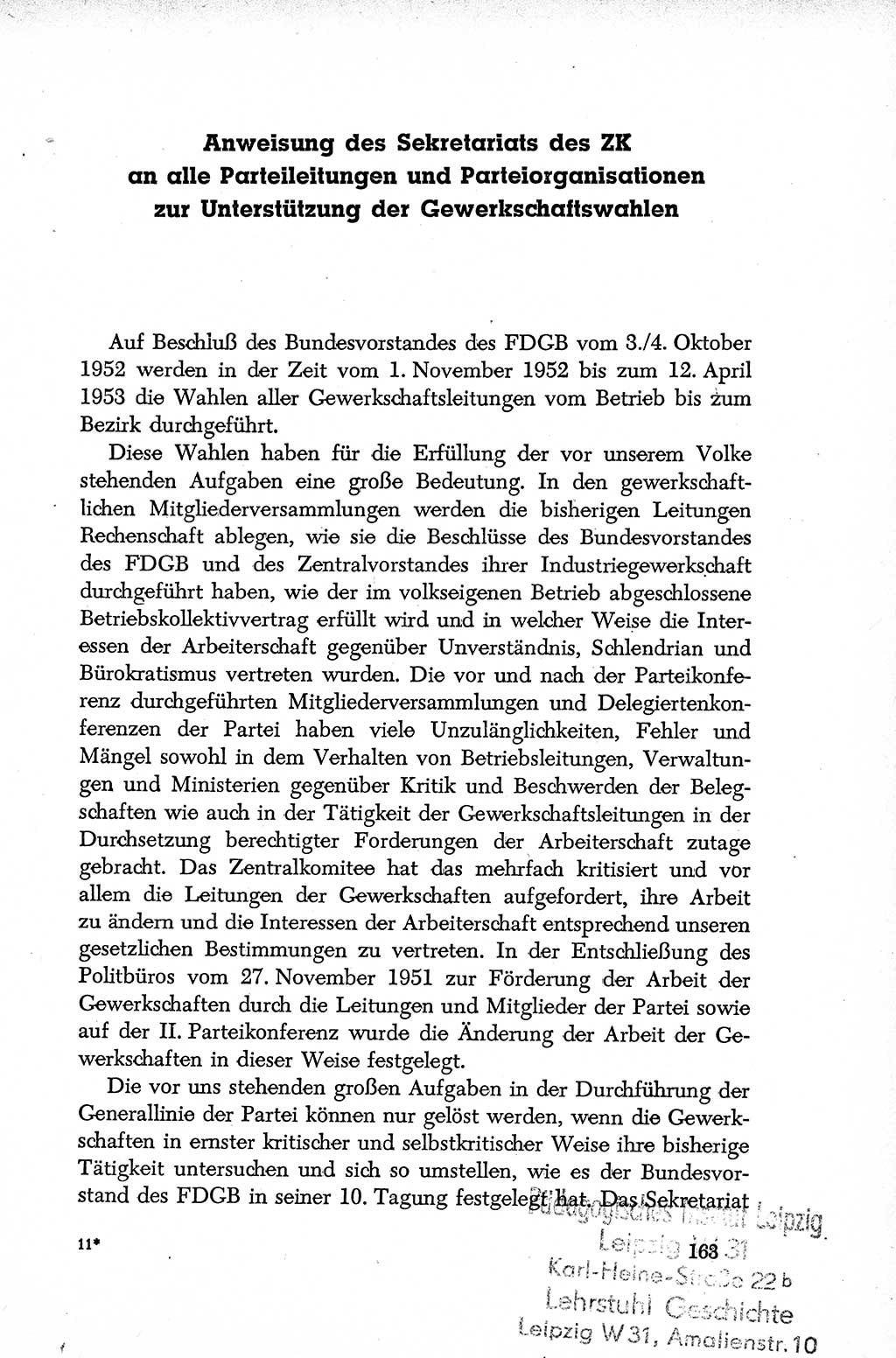 Dokumente der Sozialistischen Einheitspartei Deutschlands (SED) [Deutsche Demokratische Republik (DDR)] 1952-1953, Seite 163 (Dok. SED DDR 1952-1953, S. 163)