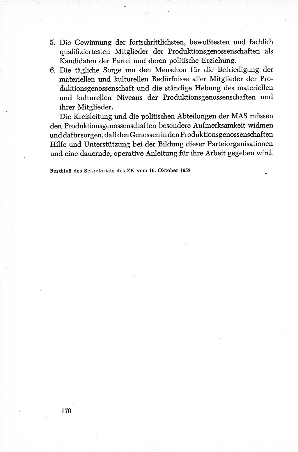 Dokumente der Sozialistischen Einheitspartei Deutschlands (SED) [Deutsche Demokratische Republik (DDR)] 1952-1953, Seite 170 (Dok. SED DDR 1952-1953, S. 170)