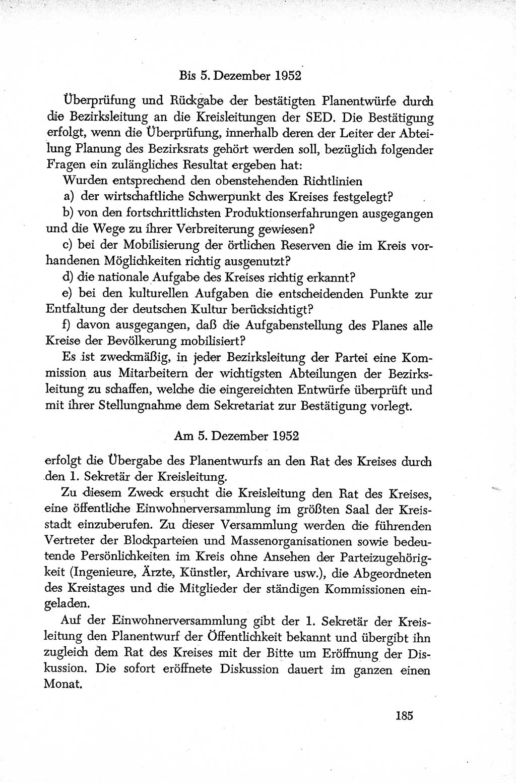 Dokumente der Sozialistischen Einheitspartei Deutschlands (SED) [Deutsche Demokratische Republik (DDR)] 1952-1953, Seite 185 (Dok. SED DDR 1952-1953, S. 185)