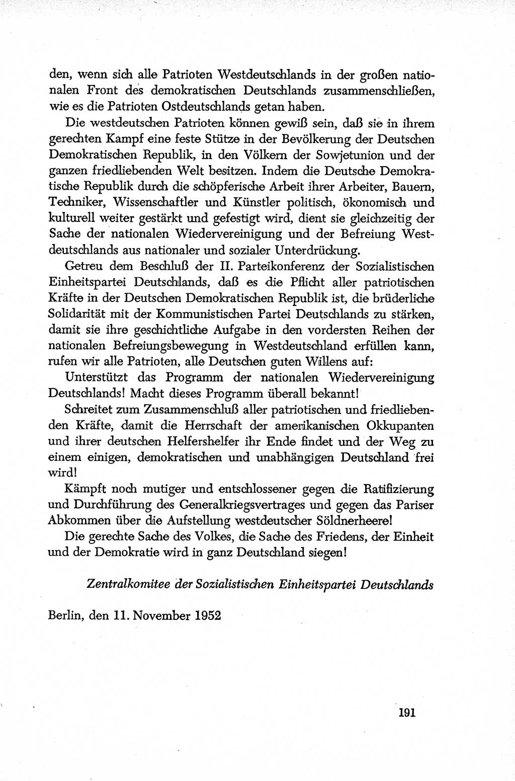 Dokumente der Sozialistischen Einheitspartei Deutschlands (SED) [Deutsche Demokratische Republik (DDR)] 1952-1953, Seite 191 (Dok. SED DDR 1952-1953, S. 191)