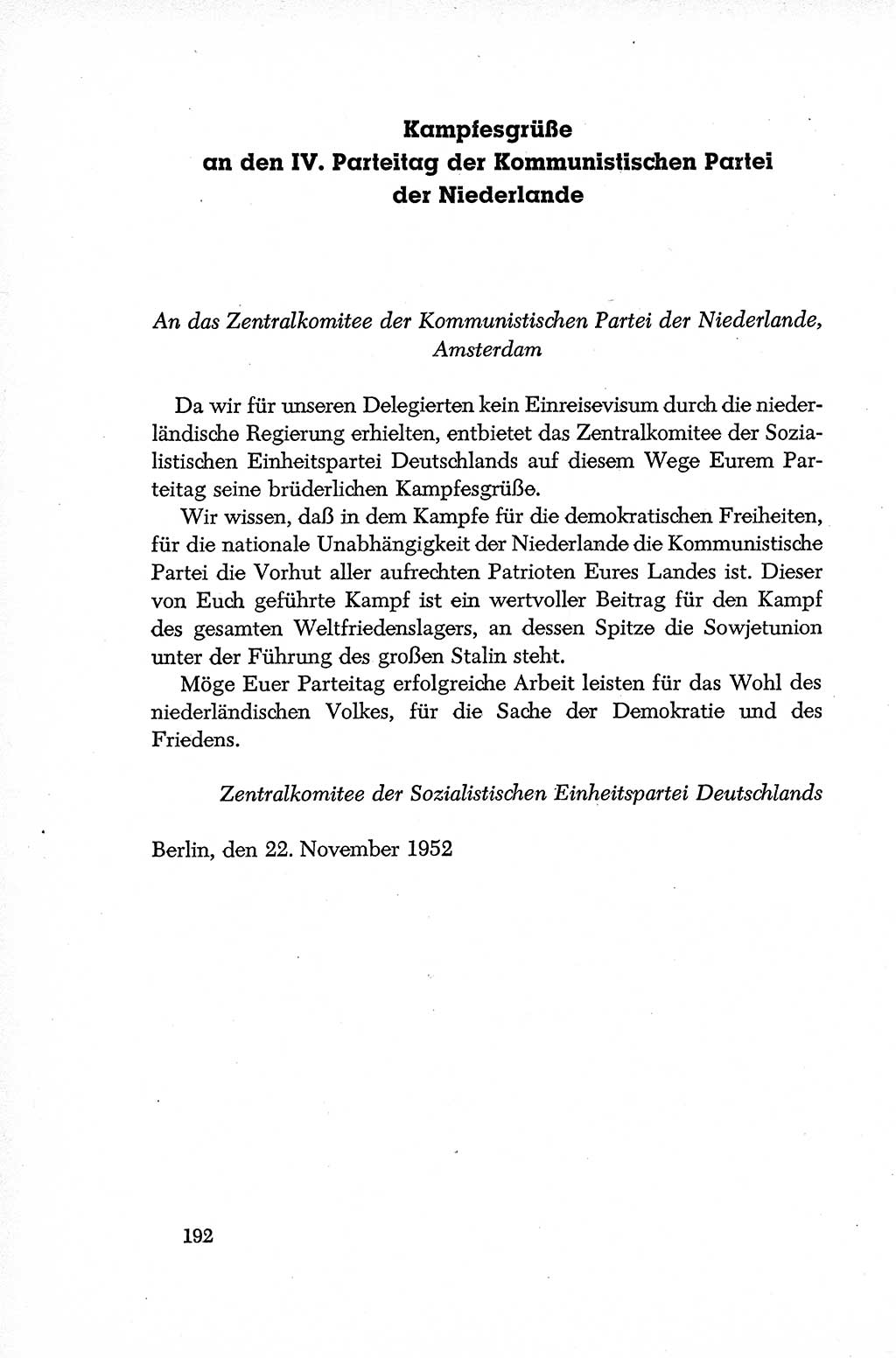 Dokumente der Sozialistischen Einheitspartei Deutschlands (SED) [Deutsche Demokratische Republik (DDR)] 1952-1953, Seite 192 (Dok. SED DDR 1952-1953, S. 192)