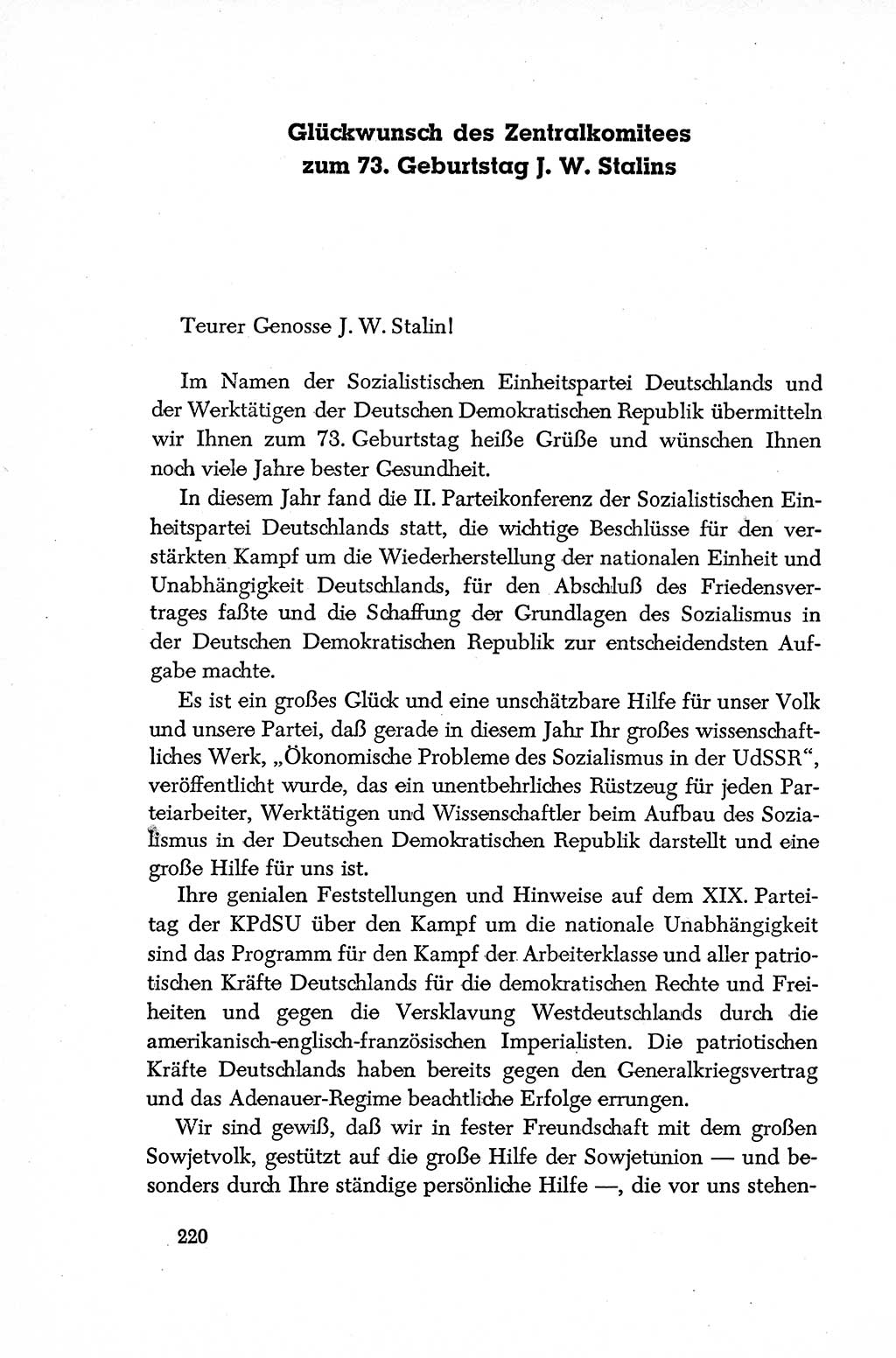 Dokumente der Sozialistischen Einheitspartei Deutschlands (SED) [Deutsche Demokratische Republik (DDR)] 1952-1953, Seite 220 (Dok. SED DDR 1952-1953, S. 220)
