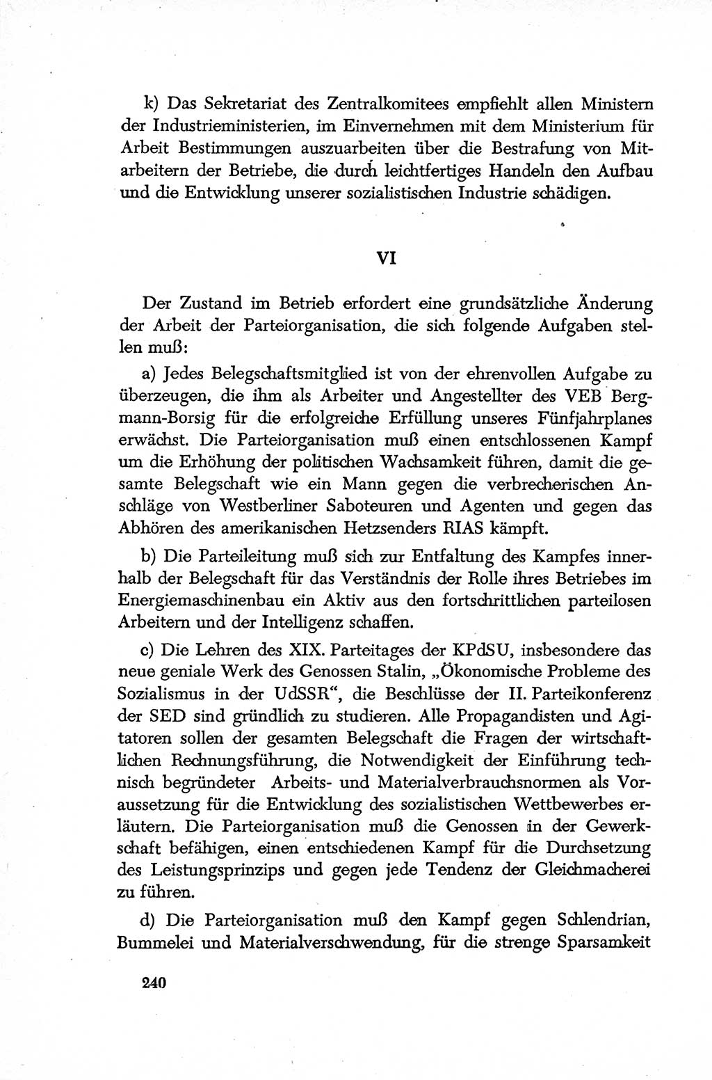Dokumente der Sozialistischen Einheitspartei Deutschlands (SED) [Deutsche Demokratische Republik (DDR)] 1952-1953, Seite 240 (Dok. SED DDR 1952-1953, S. 240)