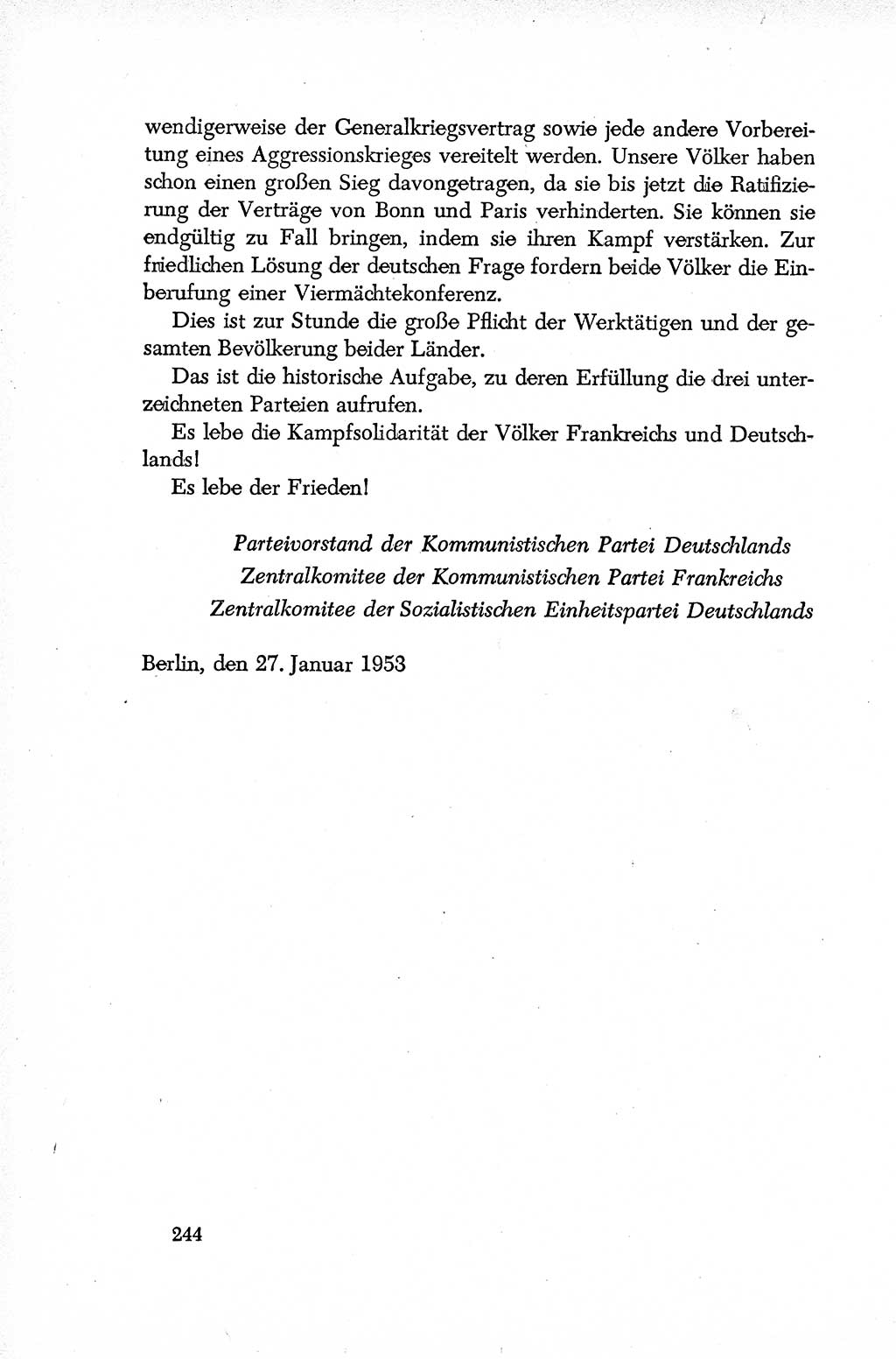 Dokumente der Sozialistischen Einheitspartei Deutschlands (SED) [Deutsche Demokratische Republik (DDR)] 1952-1953, Seite 244 (Dok. SED DDR 1952-1953, S. 244)