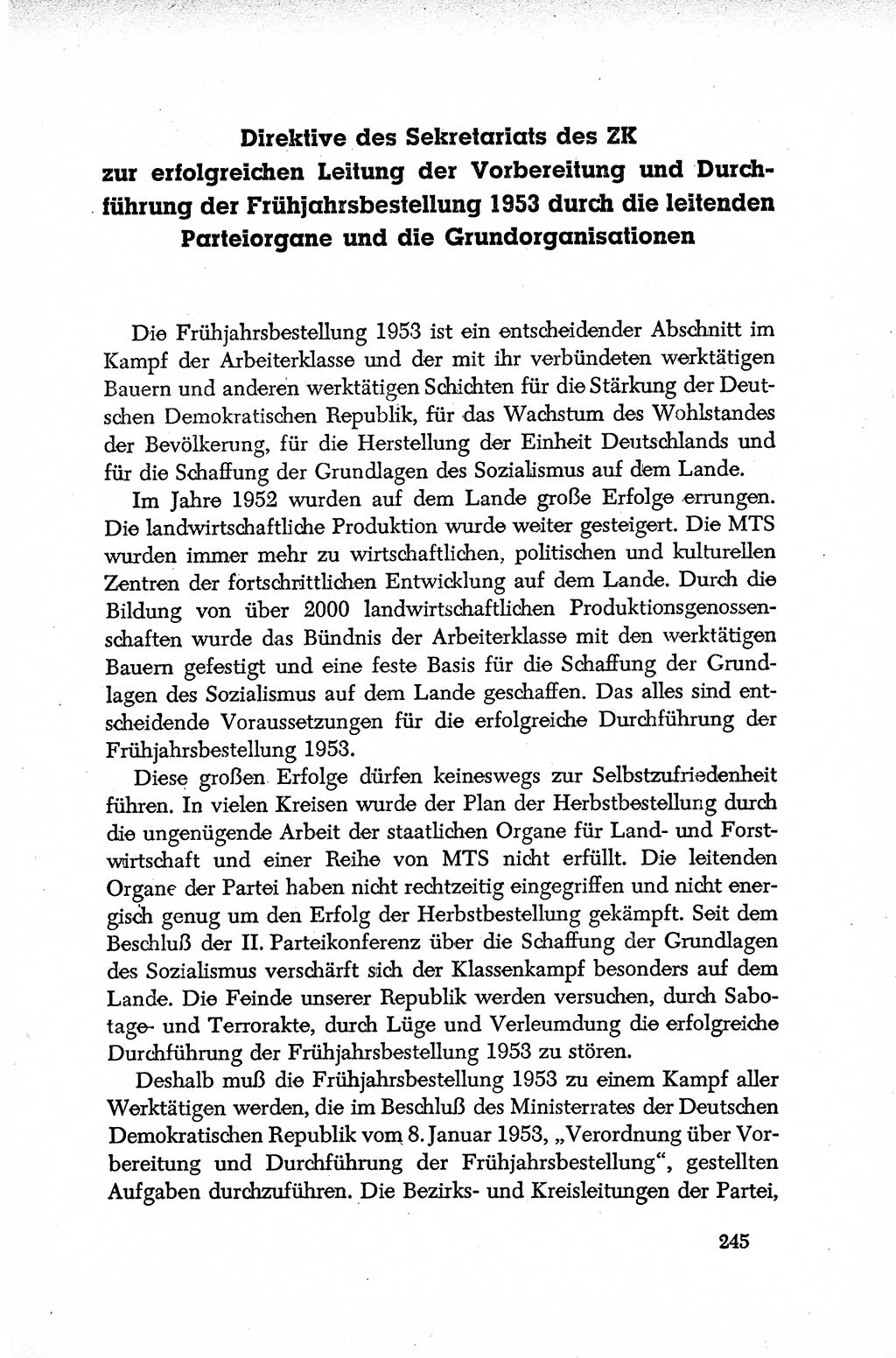 Dokumente der Sozialistischen Einheitspartei Deutschlands (SED) [Deutsche Demokratische Republik (DDR)] 1952-1953, Seite 245 (Dok. SED DDR 1952-1953, S. 245)
