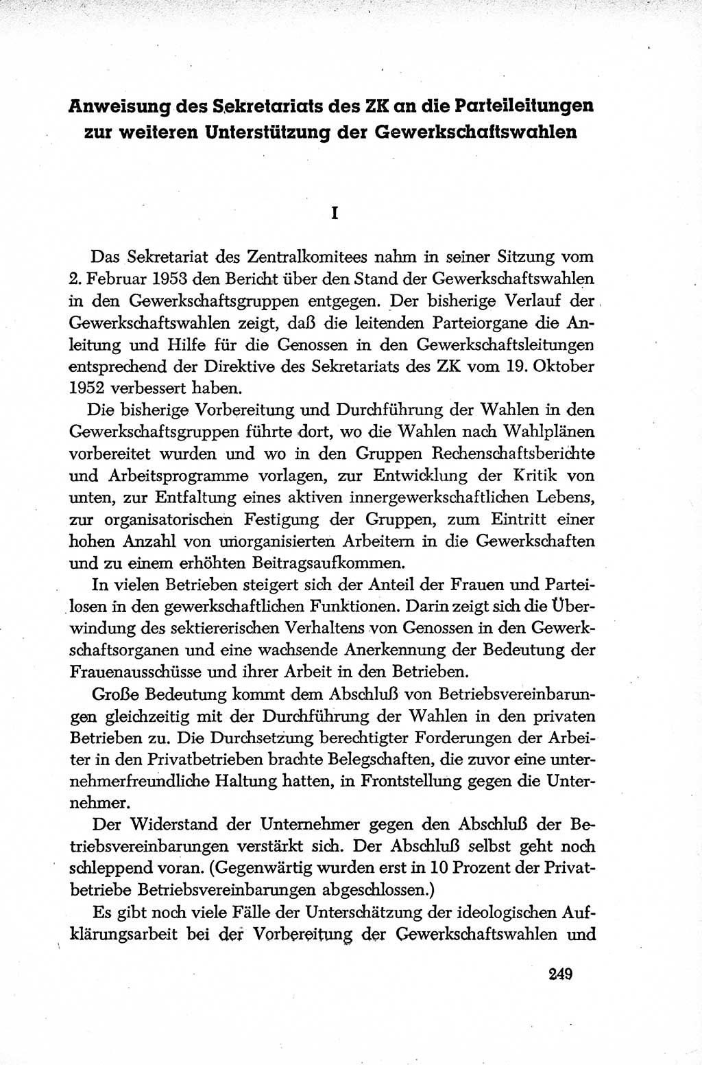 Dokumente der Sozialistischen Einheitspartei Deutschlands (SED) [Deutsche Demokratische Republik (DDR)] 1952-1953, Seite 249 (Dok. SED DDR 1952-1953, S. 249)