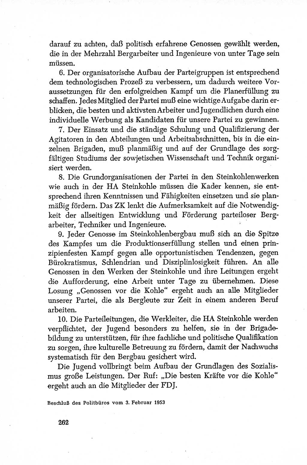 Dokumente der Sozialistischen Einheitspartei Deutschlands (SED) [Deutsche Demokratische Republik (DDR)] 1952-1953, Seite 262 (Dok. SED DDR 1952-1953, S. 262)