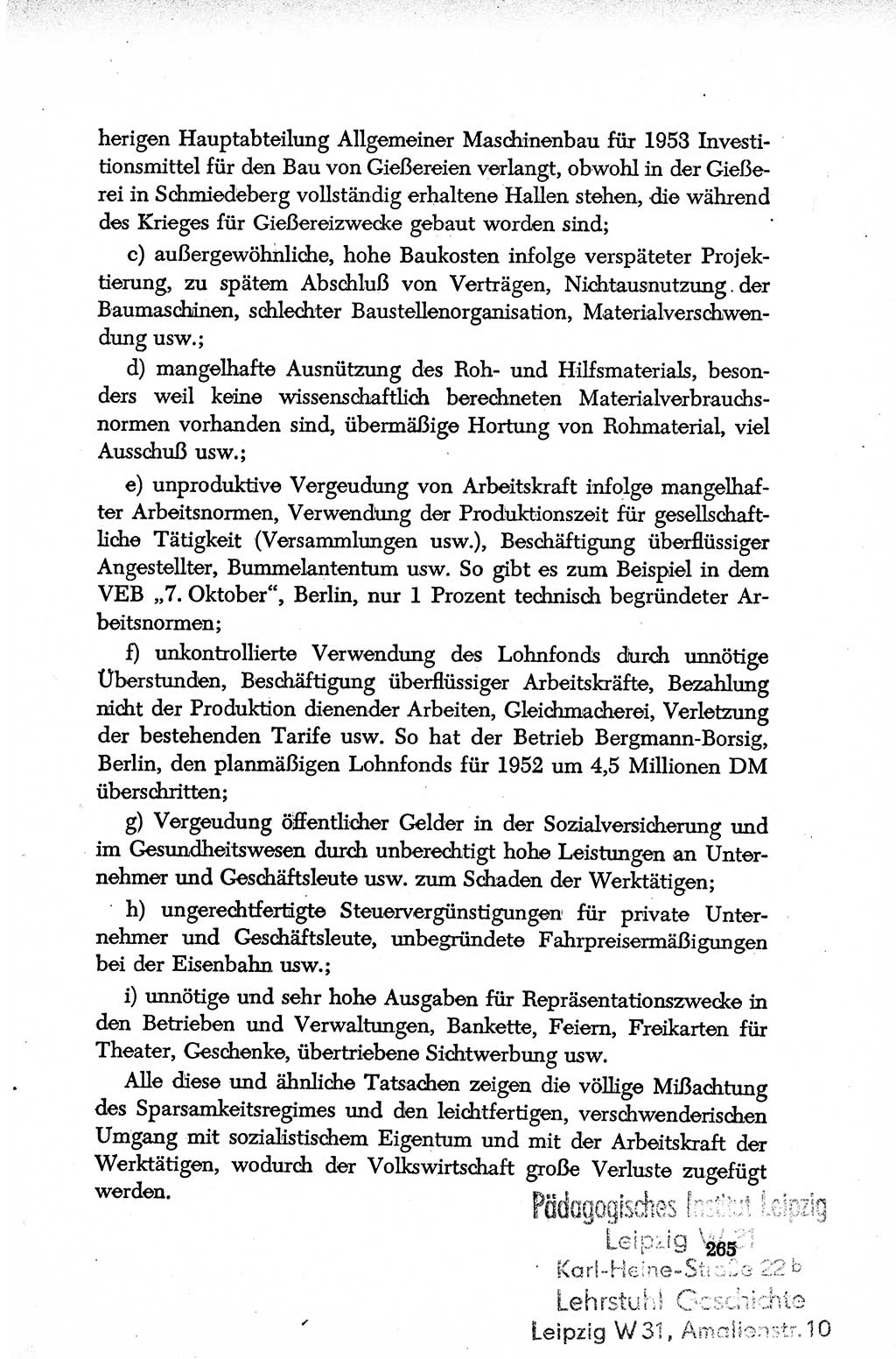 Dokumente der Sozialistischen Einheitspartei Deutschlands (SED) [Deutsche Demokratische Republik (DDR)] 1952-1953, Seite 265 (Dok. SED DDR 1952-1953, S. 265)