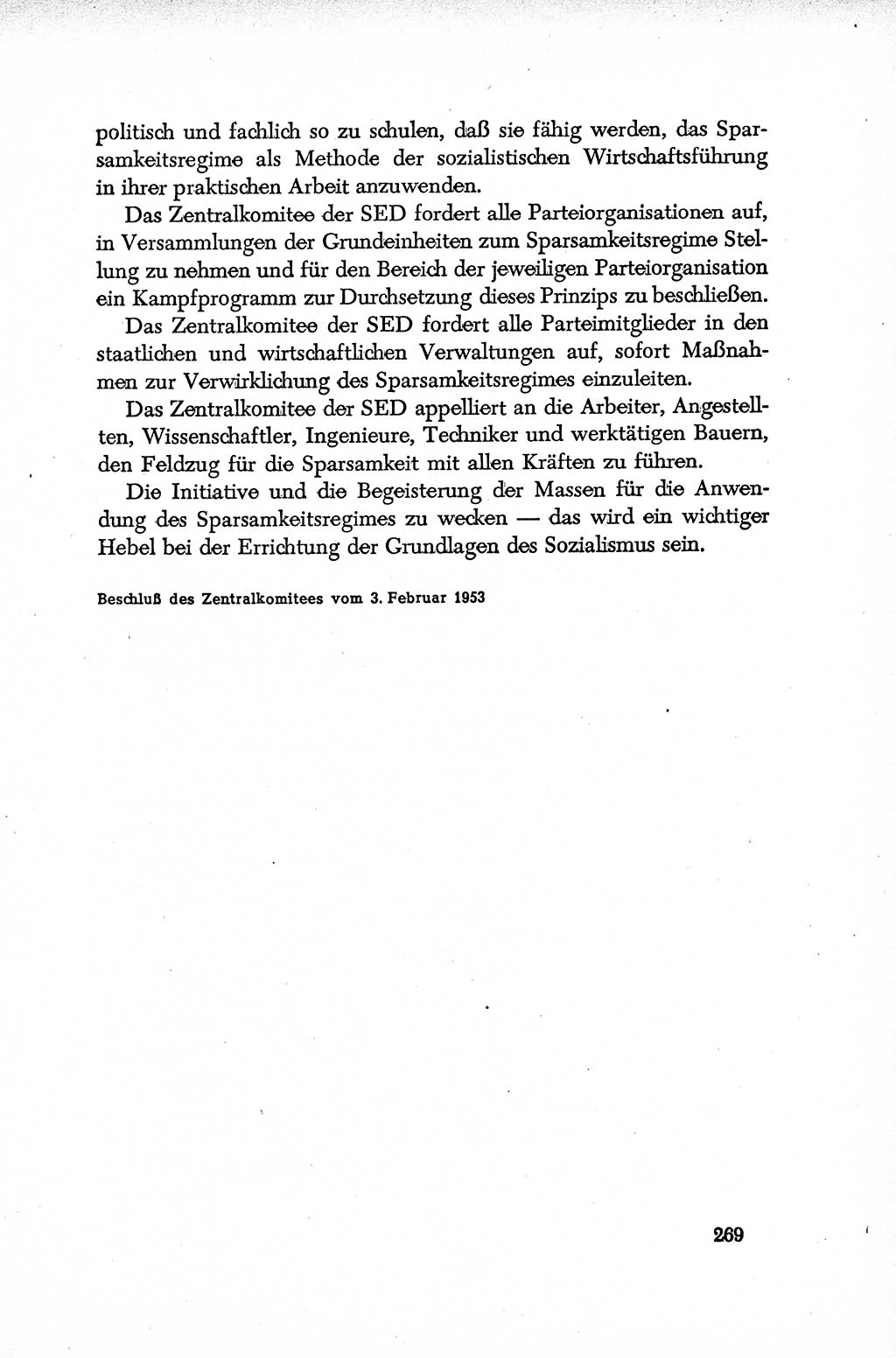 Dokumente der Sozialistischen Einheitspartei Deutschlands (SED) [Deutsche Demokratische Republik (DDR)] 1952-1953, Seite 269 (Dok. SED DDR 1952-1953, S. 269)