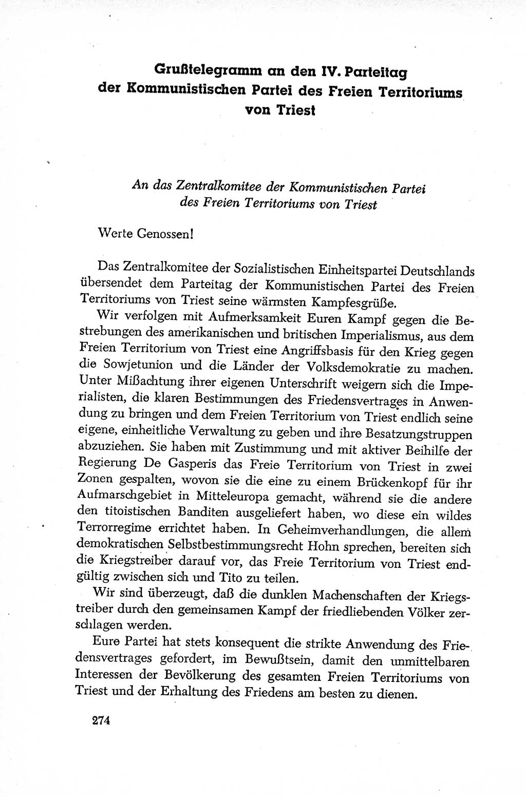 Dokumente der Sozialistischen Einheitspartei Deutschlands (SED) [Deutsche Demokratische Republik (DDR)] 1952-1953, Seite 274 (Dok. SED DDR 1952-1953, S. 274)