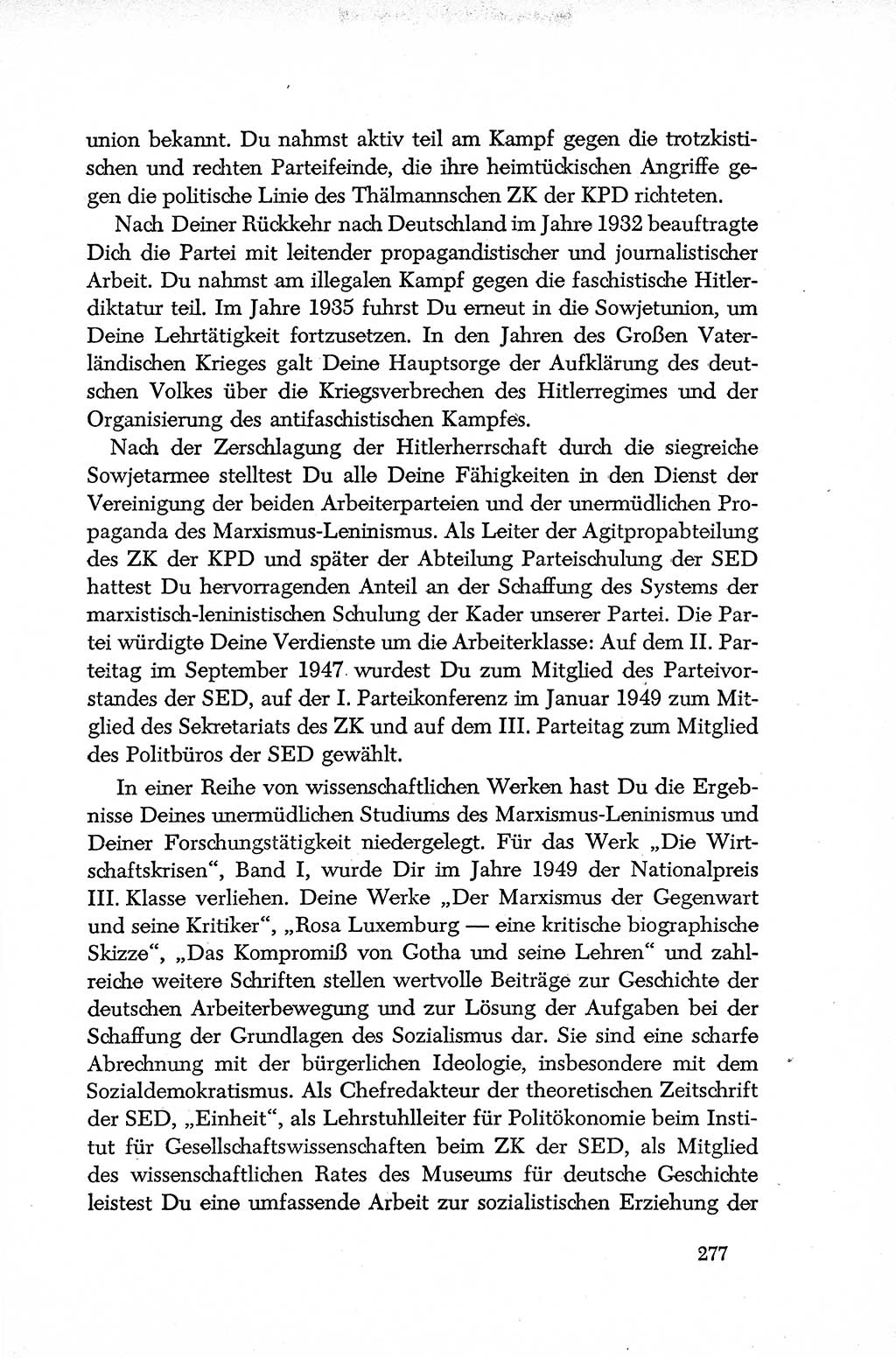 Dokumente der Sozialistischen Einheitspartei Deutschlands (SED) [Deutsche Demokratische Republik (DDR)] 1952-1953, Seite 277 (Dok. SED DDR 1952-1953, S. 277)