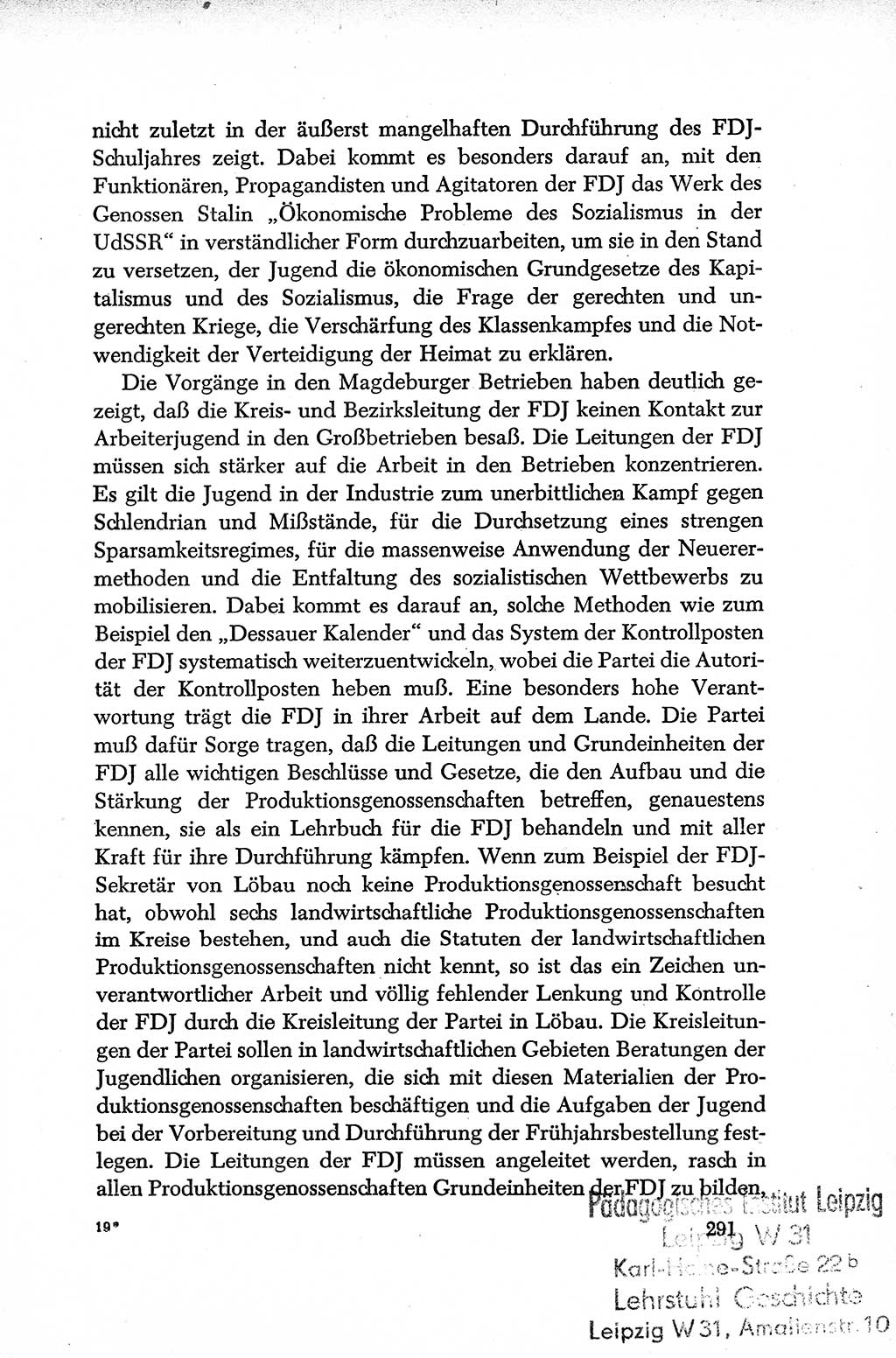 Dokumente der Sozialistischen Einheitspartei Deutschlands (SED) [Deutsche Demokratische Republik (DDR)] 1952-1953, Seite 291 (Dok. SED DDR 1952-1953, S. 291)