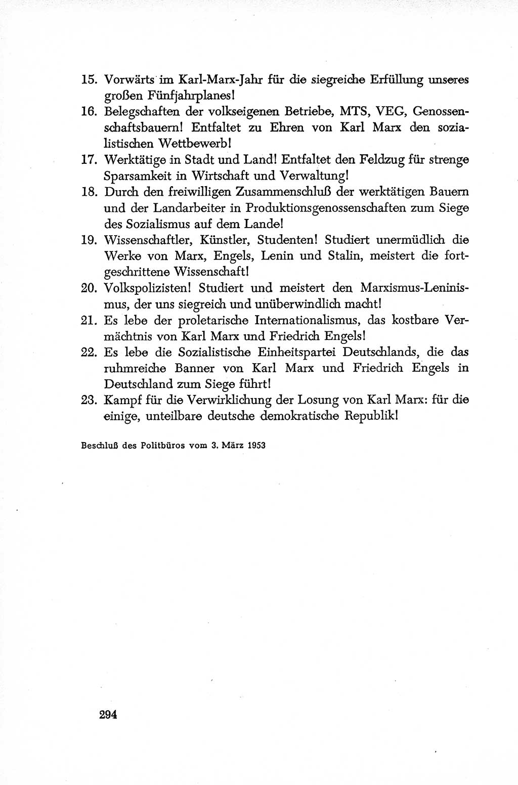Dokumente der Sozialistischen Einheitspartei Deutschlands (SED) [Deutsche Demokratische Republik (DDR)] 1952-1953, Seite 294 (Dok. SED DDR 1952-1953, S. 294)