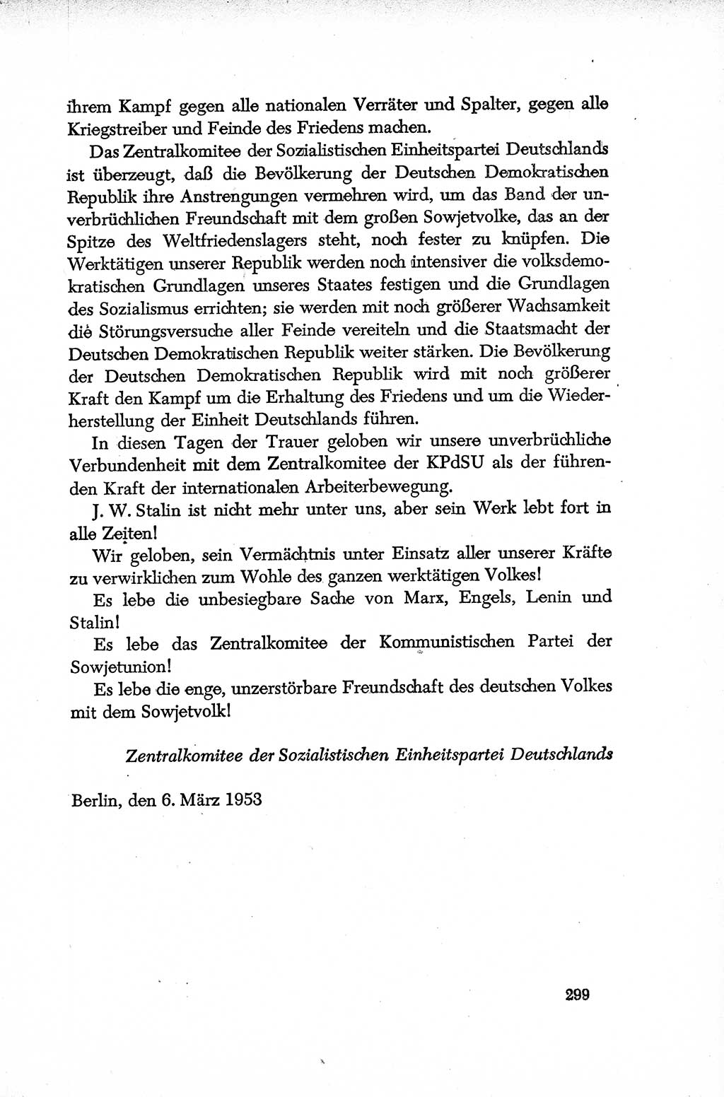 Dokumente der Sozialistischen Einheitspartei Deutschlands (SED) [Deutsche Demokratische Republik (DDR)] 1952-1953, Seite 299 (Dok. SED DDR 1952-1953, S. 299)