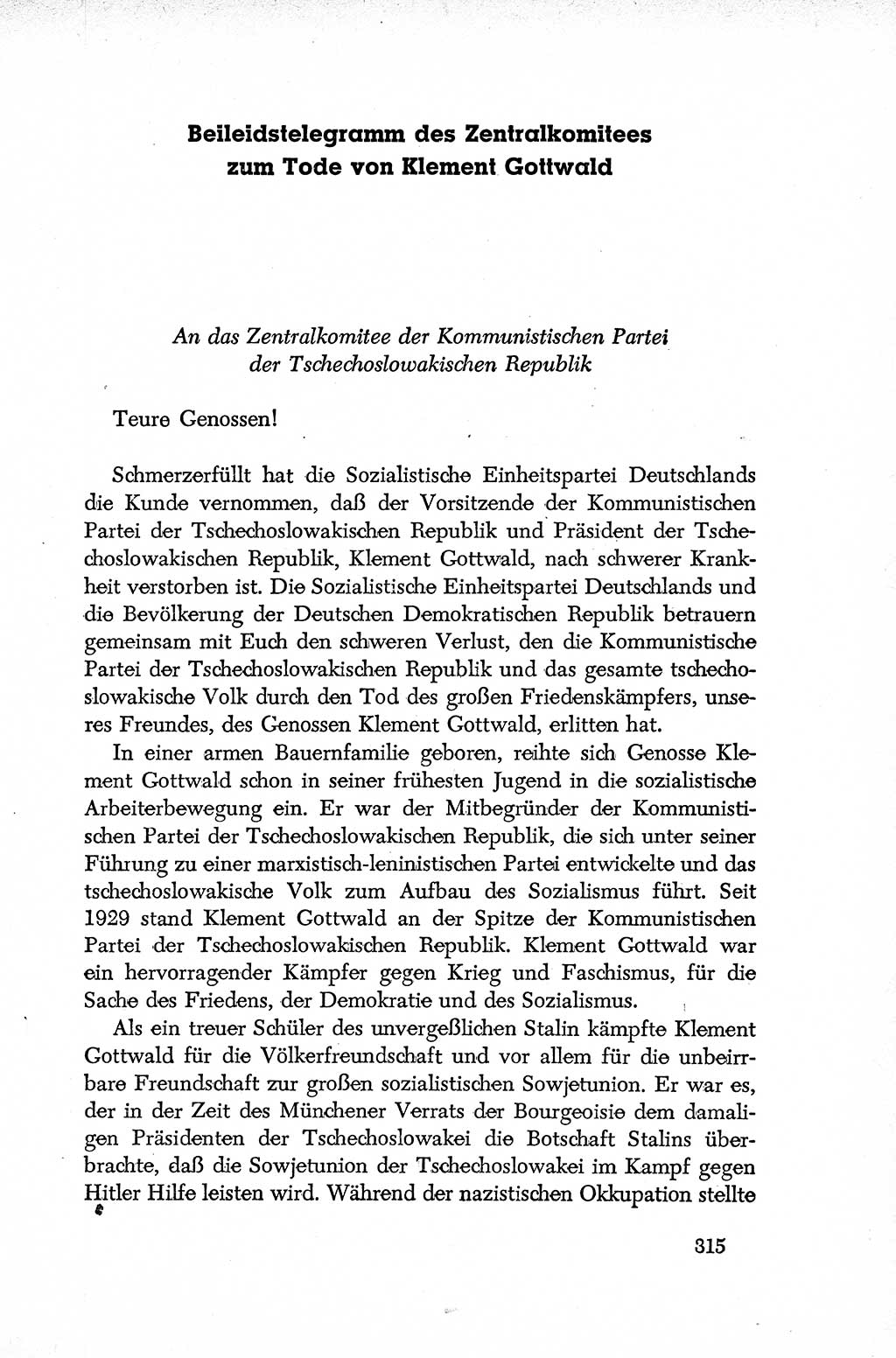 Dokumente der Sozialistischen Einheitspartei Deutschlands (SED) [Deutsche Demokratische Republik (DDR)] 1952-1953, Seite 315 (Dok. SED DDR 1952-1953, S. 315)