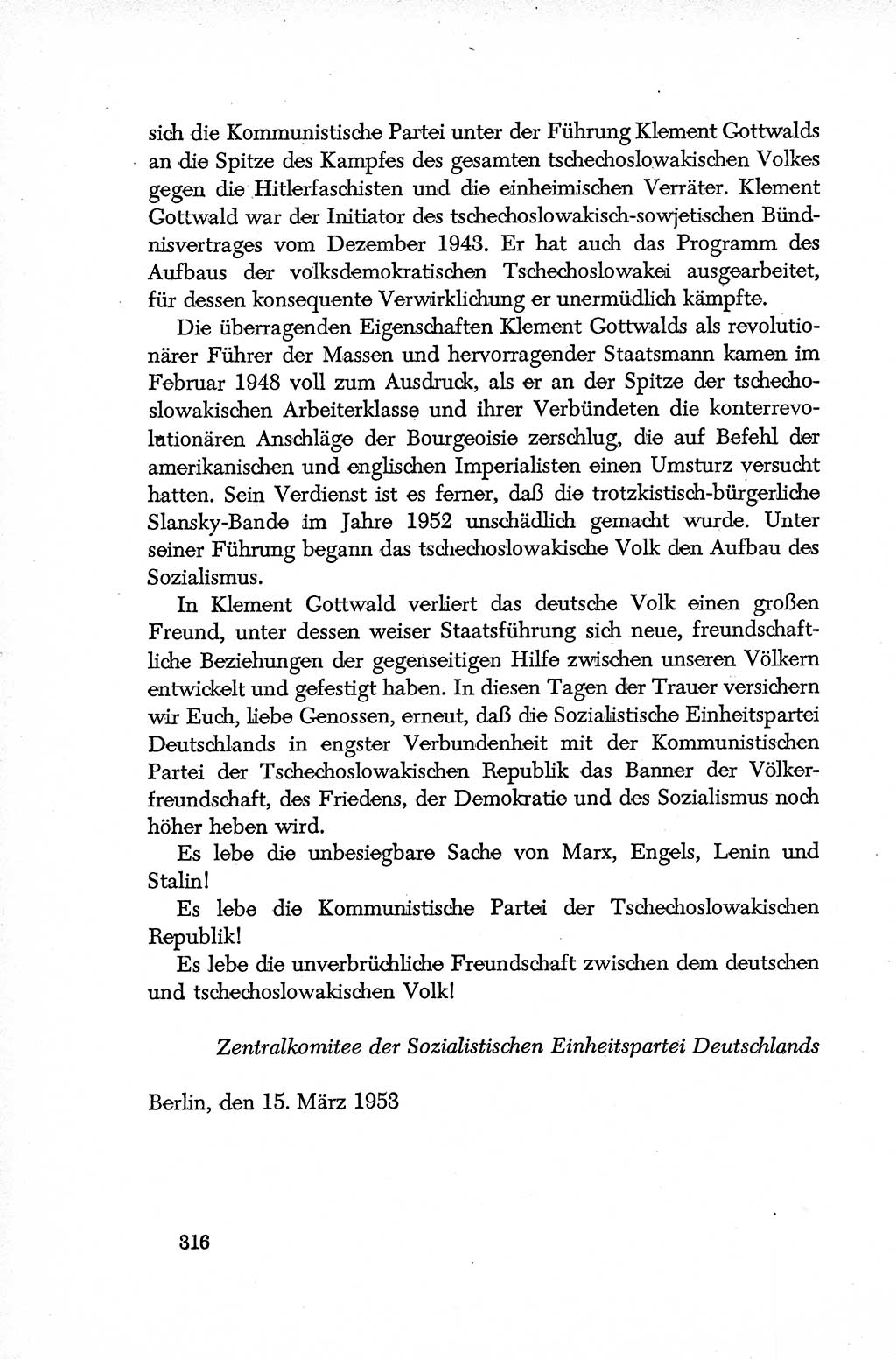 Dokumente der Sozialistischen Einheitspartei Deutschlands (SED) [Deutsche Demokratische Republik (DDR)] 1952-1953, Seite 316 (Dok. SED DDR 1952-1953, S. 316)